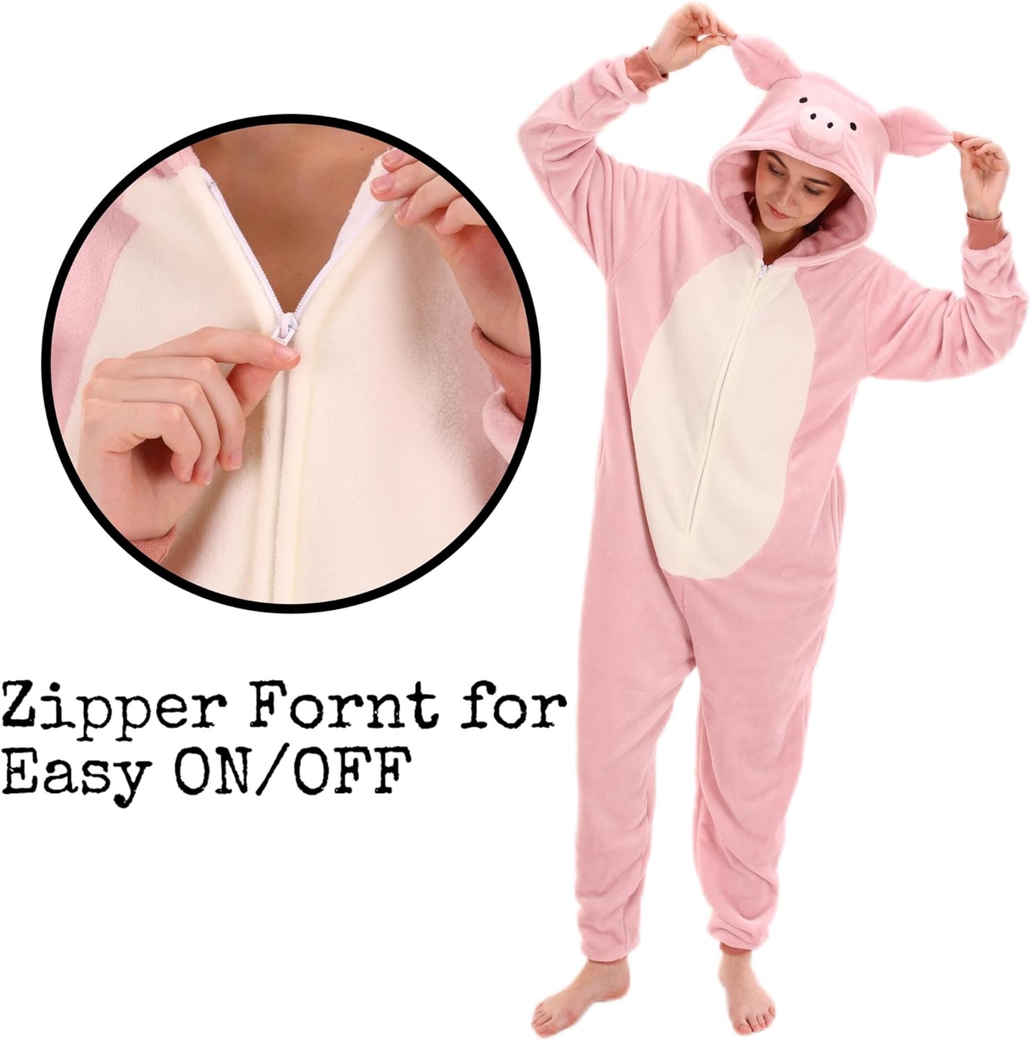 COSUSKET Snug Fit Unisex Adult Onesie Pajamas, Flannel Cosplay Animal One Piece Halloween Costume Sleepwear Homewear - Image 4