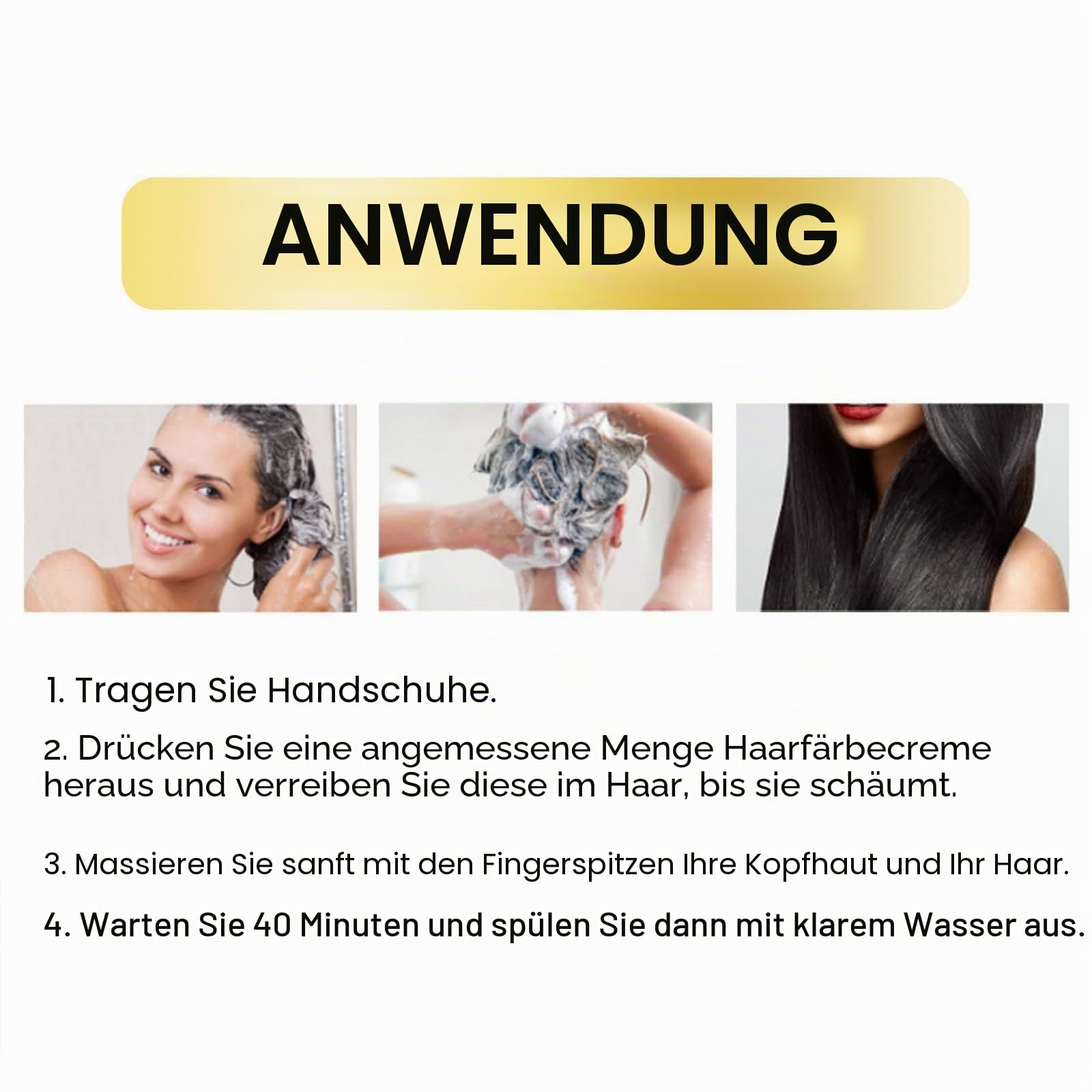 Langlebig pflanzliche Schaumhaarfarbe, Bubble Hair Dye Shampoo mit Kräuterextrakten, schnell wirkende Haarfärbefärke Blasen Haarfarbstoffe für Frauen und Männer (Black)