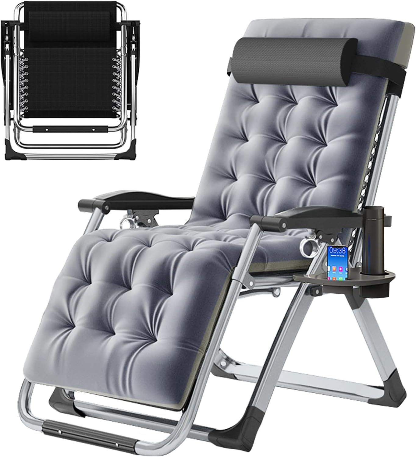 Slsy Zero Gravity Chair, Reclining Lounge Chair with Removable Cushion & Tray for Indoor and Outdoor, Patio Recliner Folding Reclining Chair