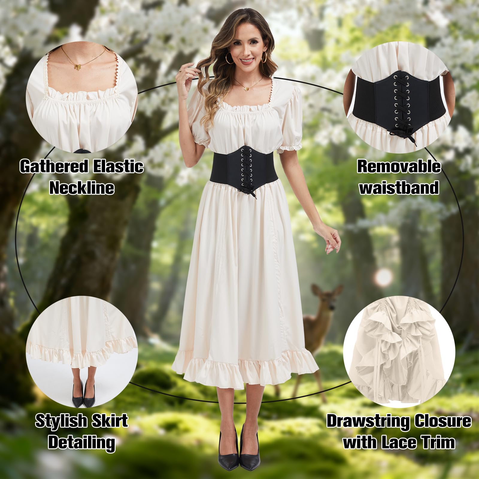 Generisch Women's Medieval Dress 2025, Vintage Maxi Dress, Princess Costume - Image 3