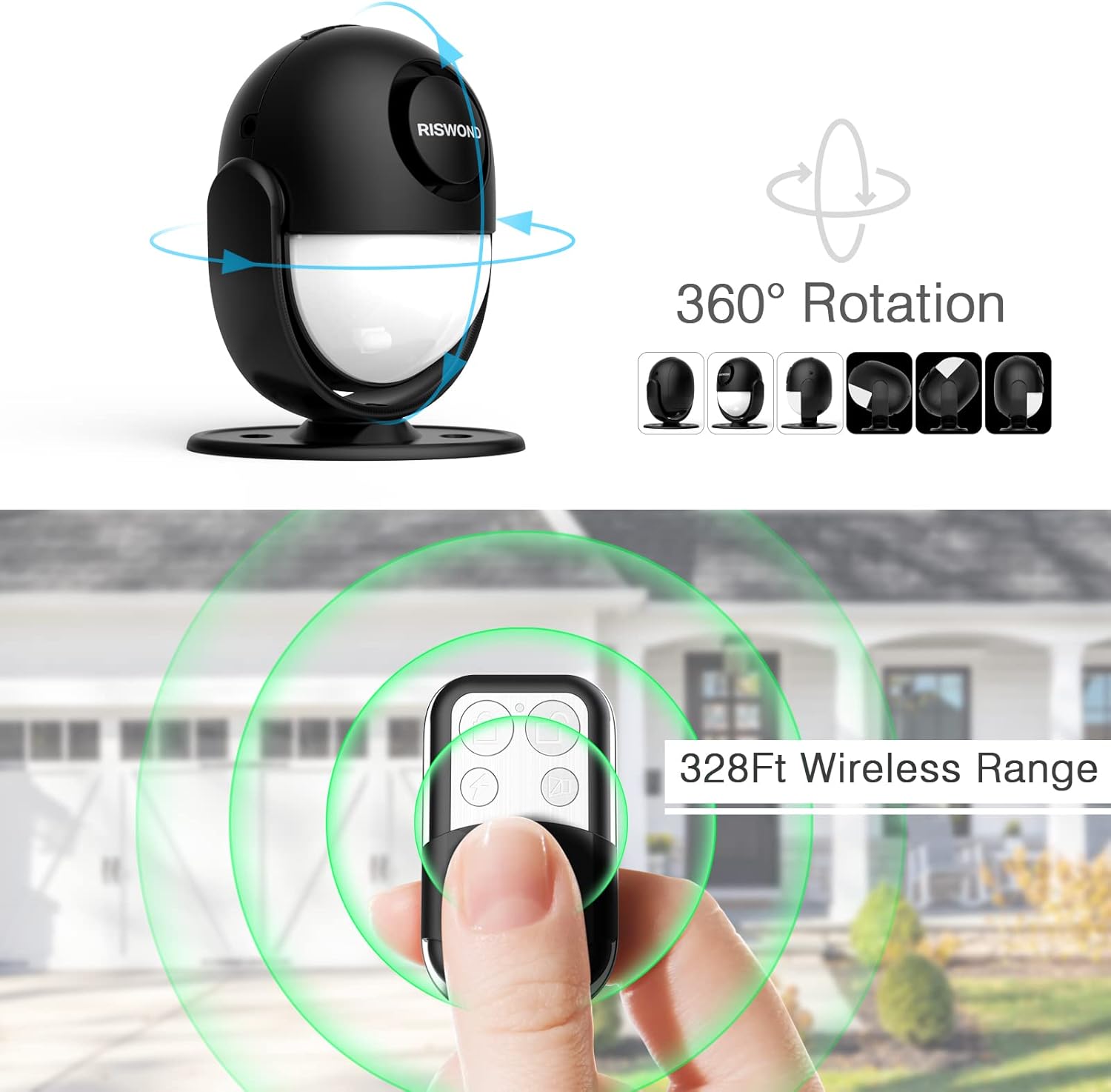 Motion Sensor Alarm Indoor, Wireless Infrared Motion Detector Alarm Outdoor with Siren Light(328ft Remote Control, 125dB, Battery), Portable Home Security Door Chime/Alert System for Car Garage, Shop : Electronics