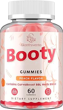 Booty Gummies for Women, BBL Gummies Contains CurvaBoost BBL Herb Blend & Creatine Monohydrate for Booty, Curves & Energy, Zero Sugar, Vegan, Peach Flavor - 60 Counts