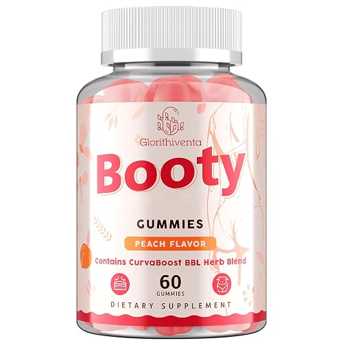 Glorithiventa Booty Gummies for Women, BBL Gummies Contains CurvaBoost BBL Herb Blend & Creatine Monohydrate for Booty, Curves & Energy, Zero Sugar, Vegan, Peach Flavor - 60 Counts - 60 Count (Pack of 1)