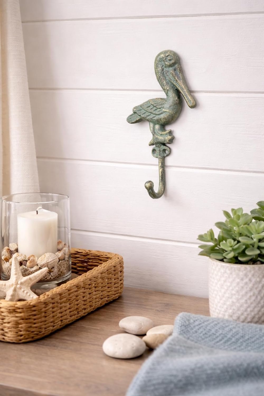 The Bridge Collection Decorative Pelican Wall Hook – Coastal Nautical Bird Wall Accent – Beach House Bathroom and Entryway Decor