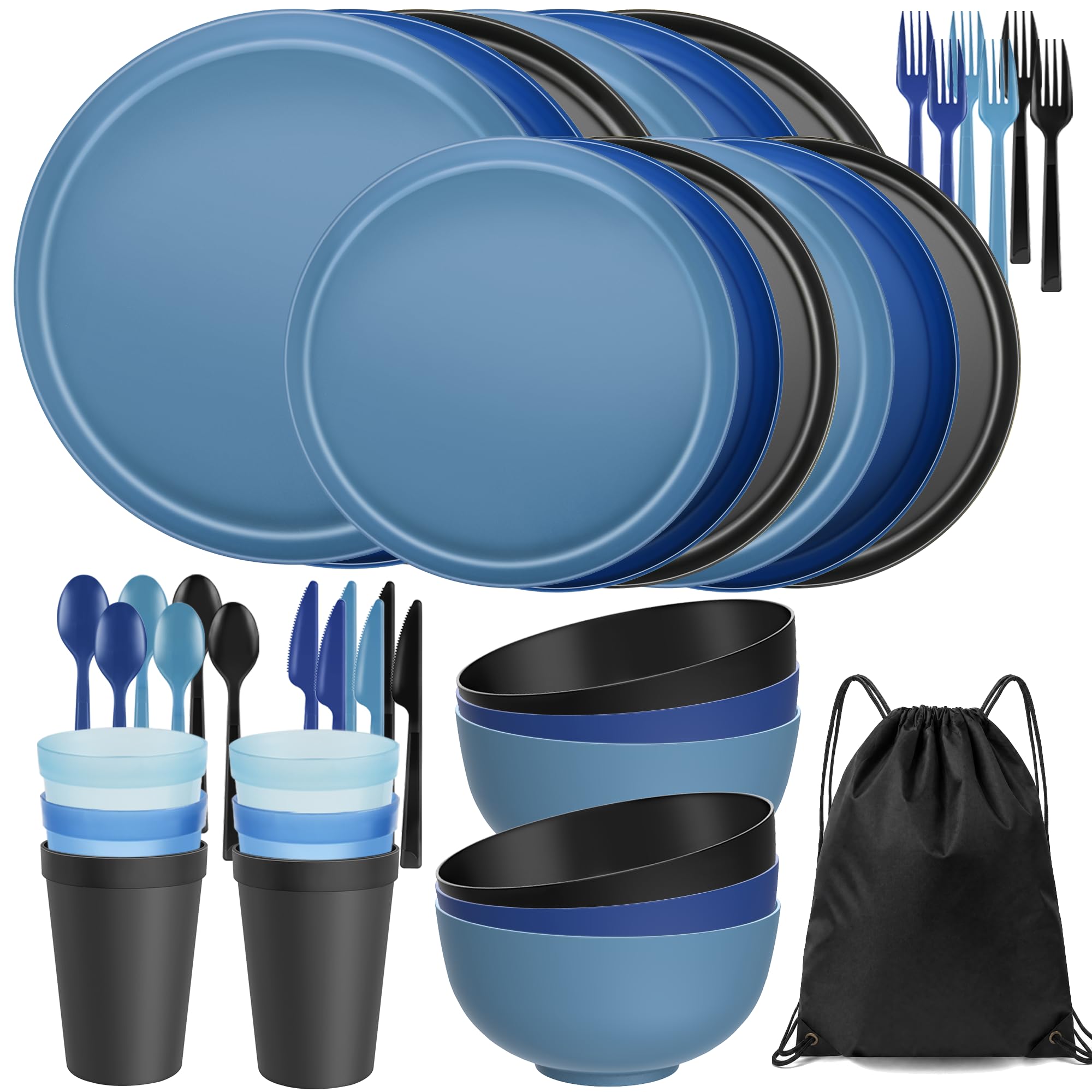 56 Piece Plates & Bowls Set - Unbreakable Dinnerware -27