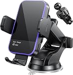 Wireless Car Charger,【7 Colored LED Backlit】 Mosurr 15W Auto Clamping Phone Holder Car Mount Charger for iPhone 16 15 14 13 12 Mini Pro Max 11, Samsung Galaxy S24 Ultra S23 S22 S21+ S10+ Note 20, etc