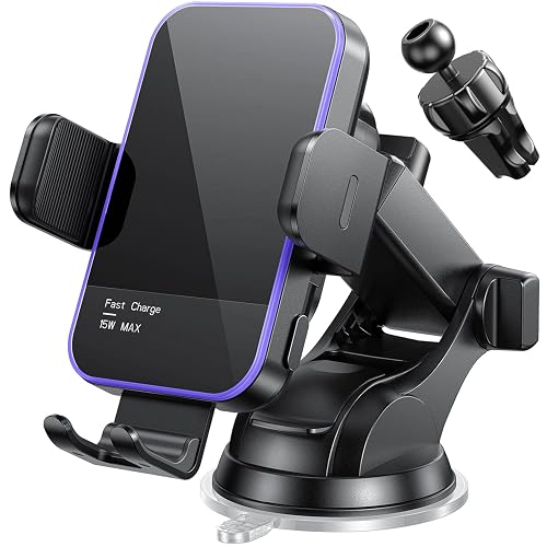 Wireless Car Charger,【7 Colored RGB Backlit】 Mosurr 15W Auto Clamping