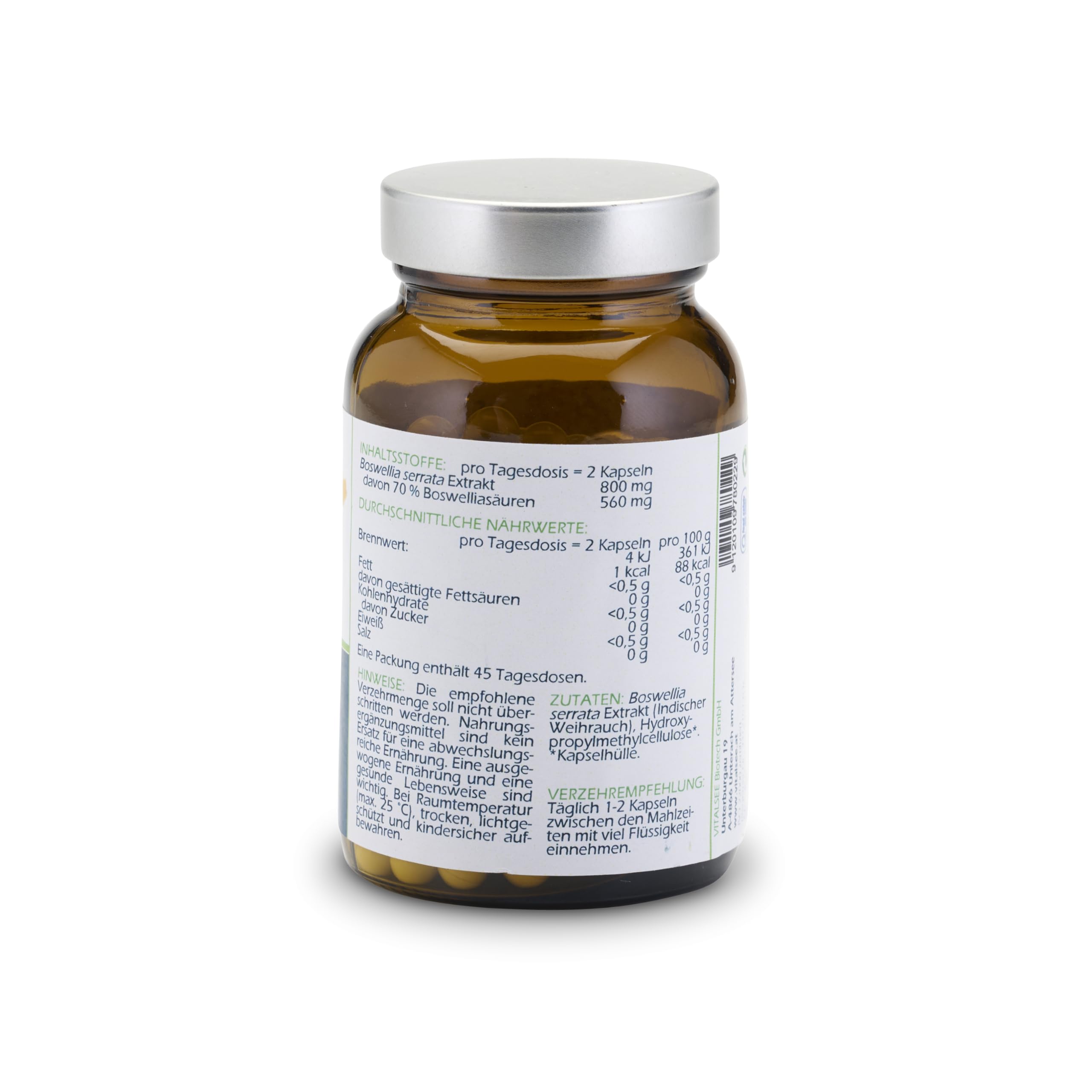 BOSWELLIA serrata 400 Extrakt – 90 vegane Kapseln – Hochwertiger Weihrauch-Extrakt – glutenfrei, laktosefrei, ohne Zusätze – im Glas