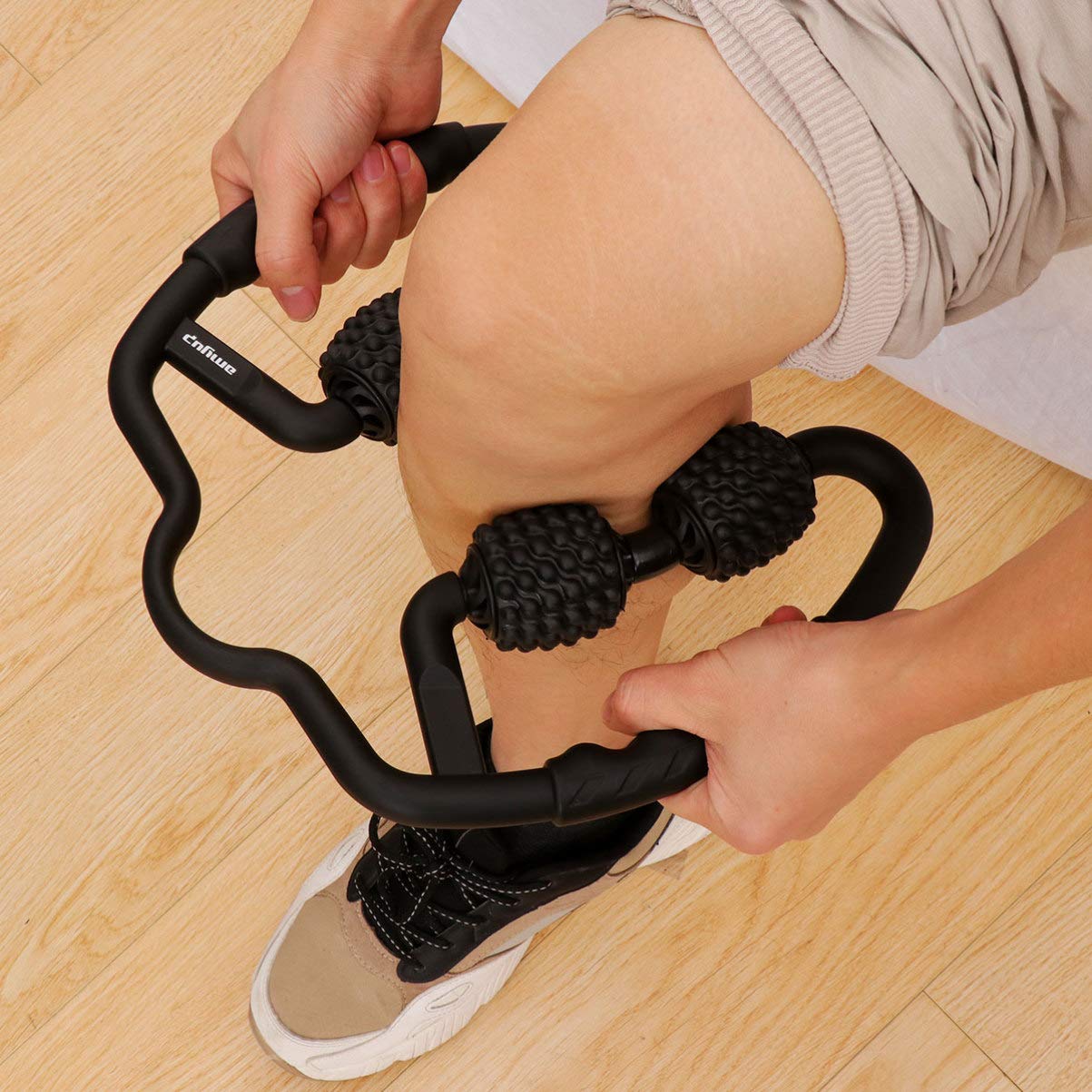 Masajeador Rodante Negro Pp Eva para Relajación Muscular | Rodillo de Fitness, Efecto Masaje, Uso Individual y Familiar, para Piernas y Brazos