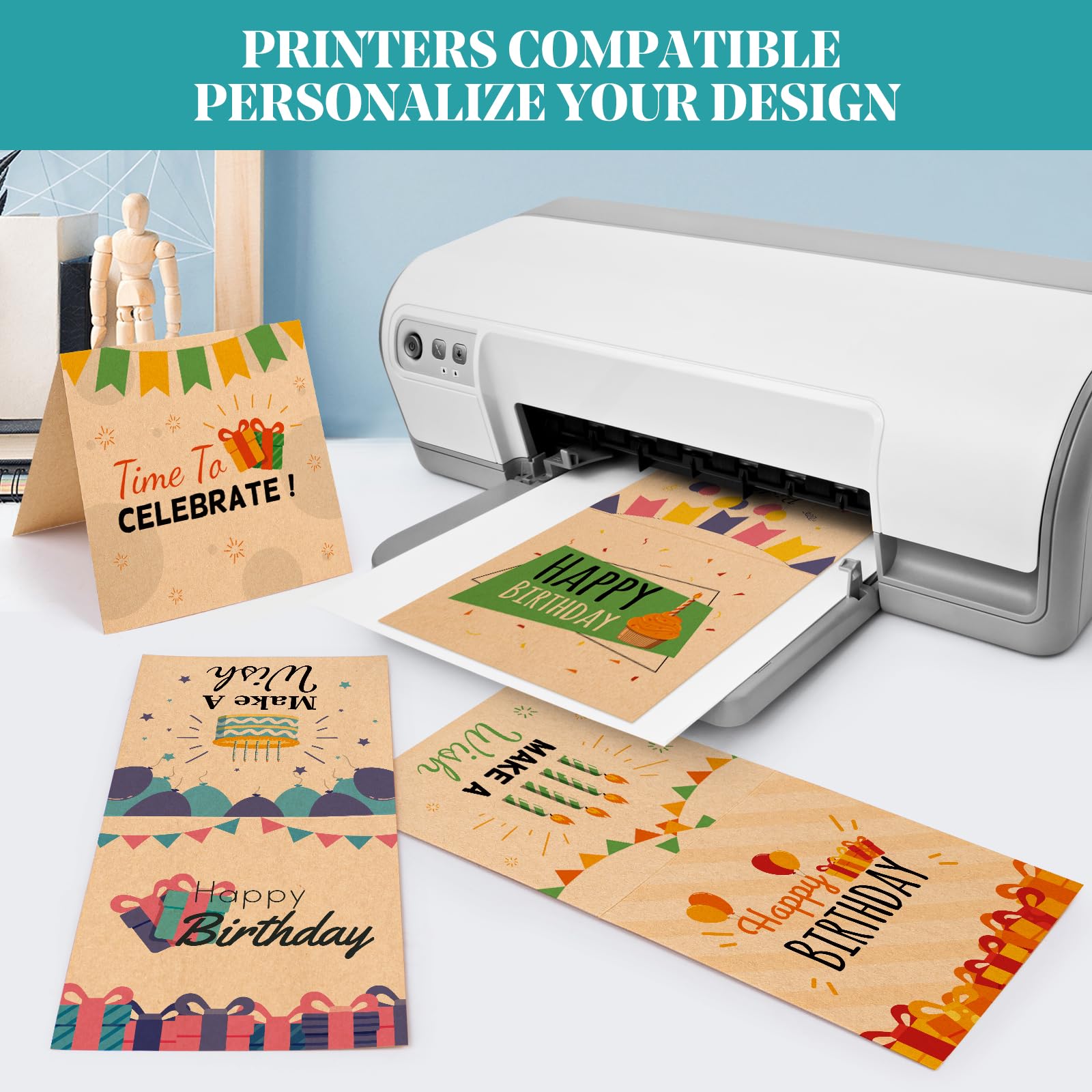 Tarjetas y sobres en blanco de 20 quilates, 15,2 x 15,2 cm, color marrón kraft pesado, 100 libras, sobres cuadrados de papel kraft plegados para tarjetas de felicitación, bodas, invitaciones, baby