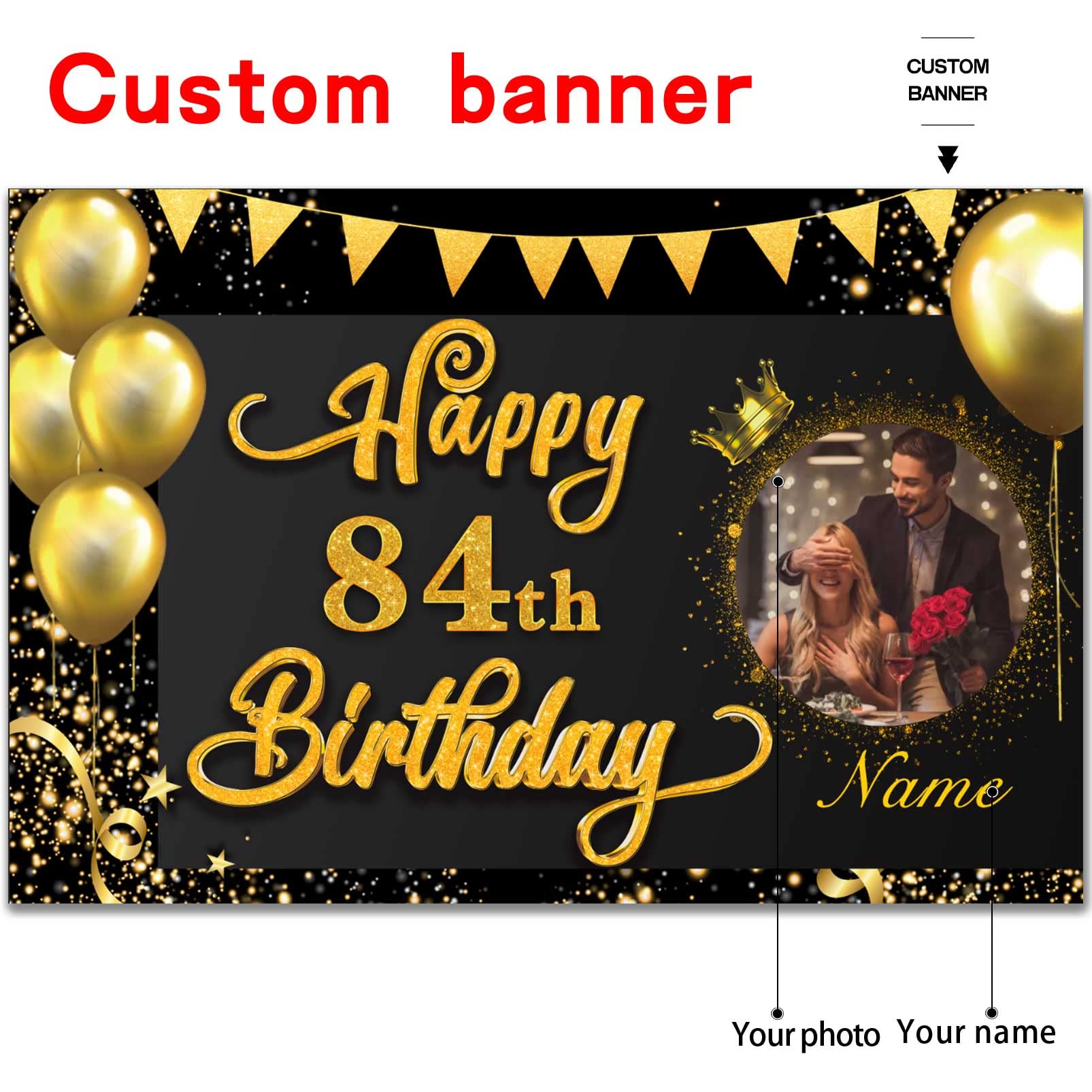 „84 Year Loved“ Geburtstagsbanner Mit Rotem Glitzer – 12,7 Cm Buchstaben, Für 84. Geburtstagsfeier