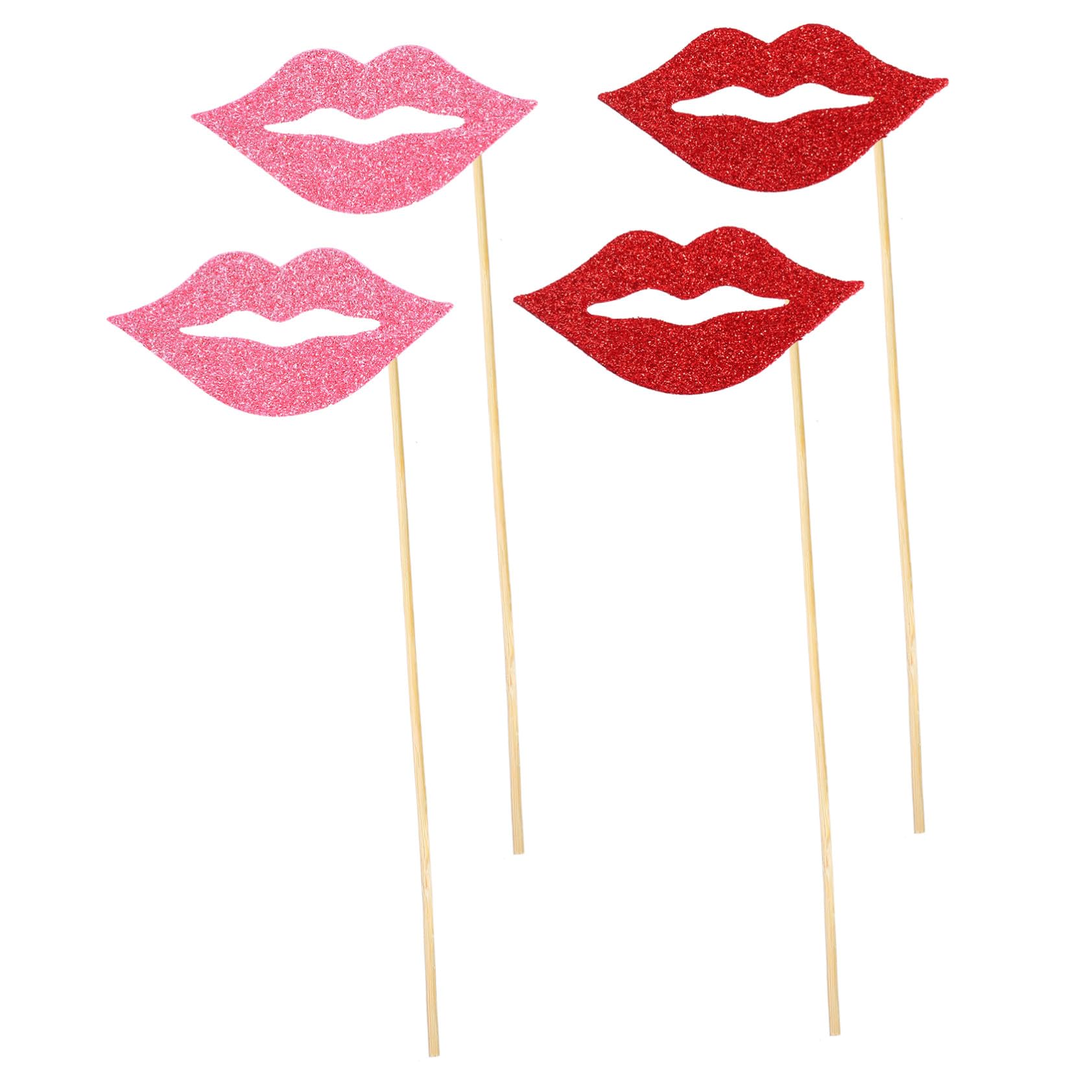 2 Sätze Teiliges Rote Und Pinke Lippen Foto Requisiten Aus Papier Für Party Aufnahmen Fotokabine Geburtstag Hochzeit Lustige Festival Deko 40 Stück * 2
