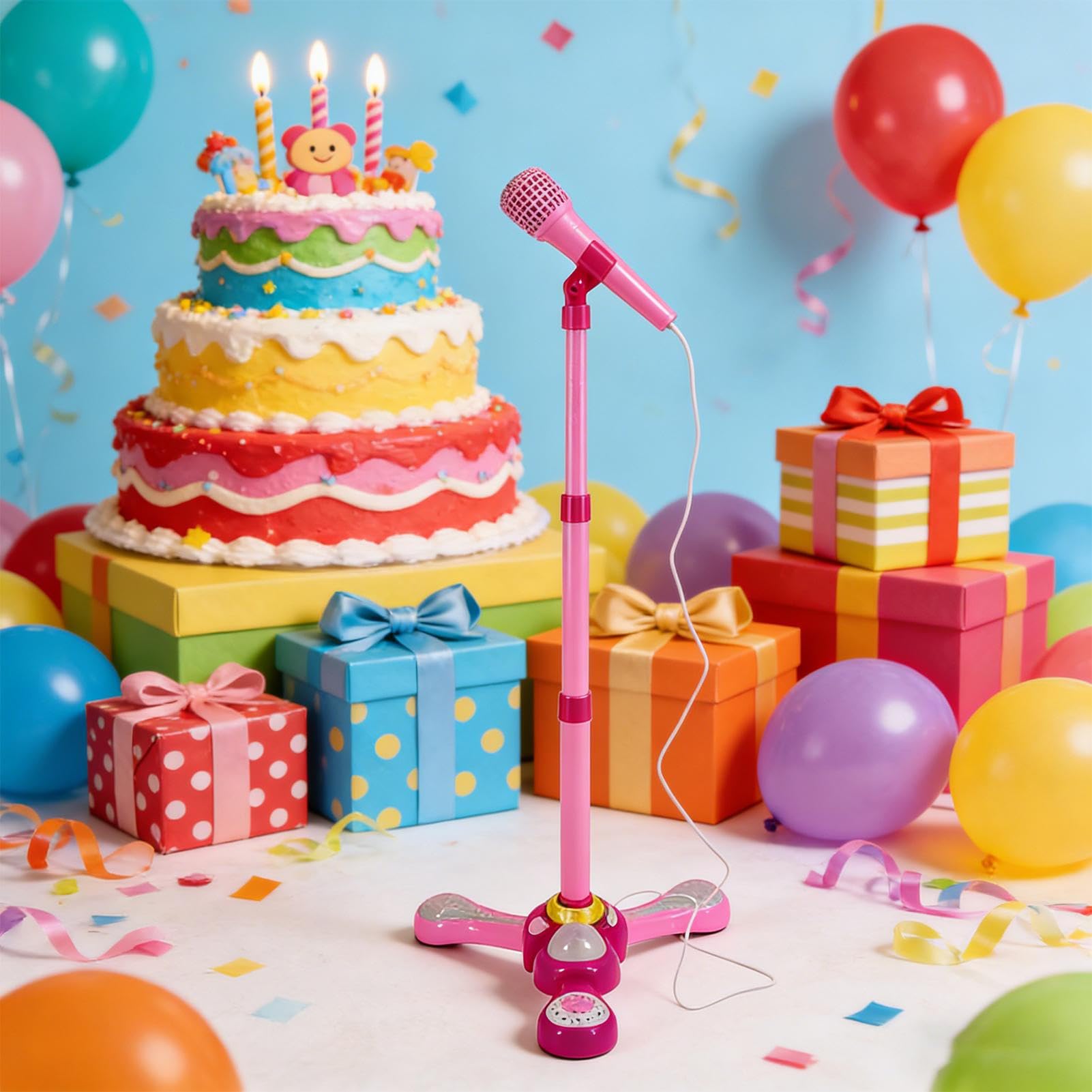 Microfono per Bambini con Asta,Giocattoli Senza Fili Regolabili - Microfono Musicale per il Canto - Per Piccoli Ragazzi Casa Viaggio Classe Stanza Dei Giochi Festa Compleanno Natale