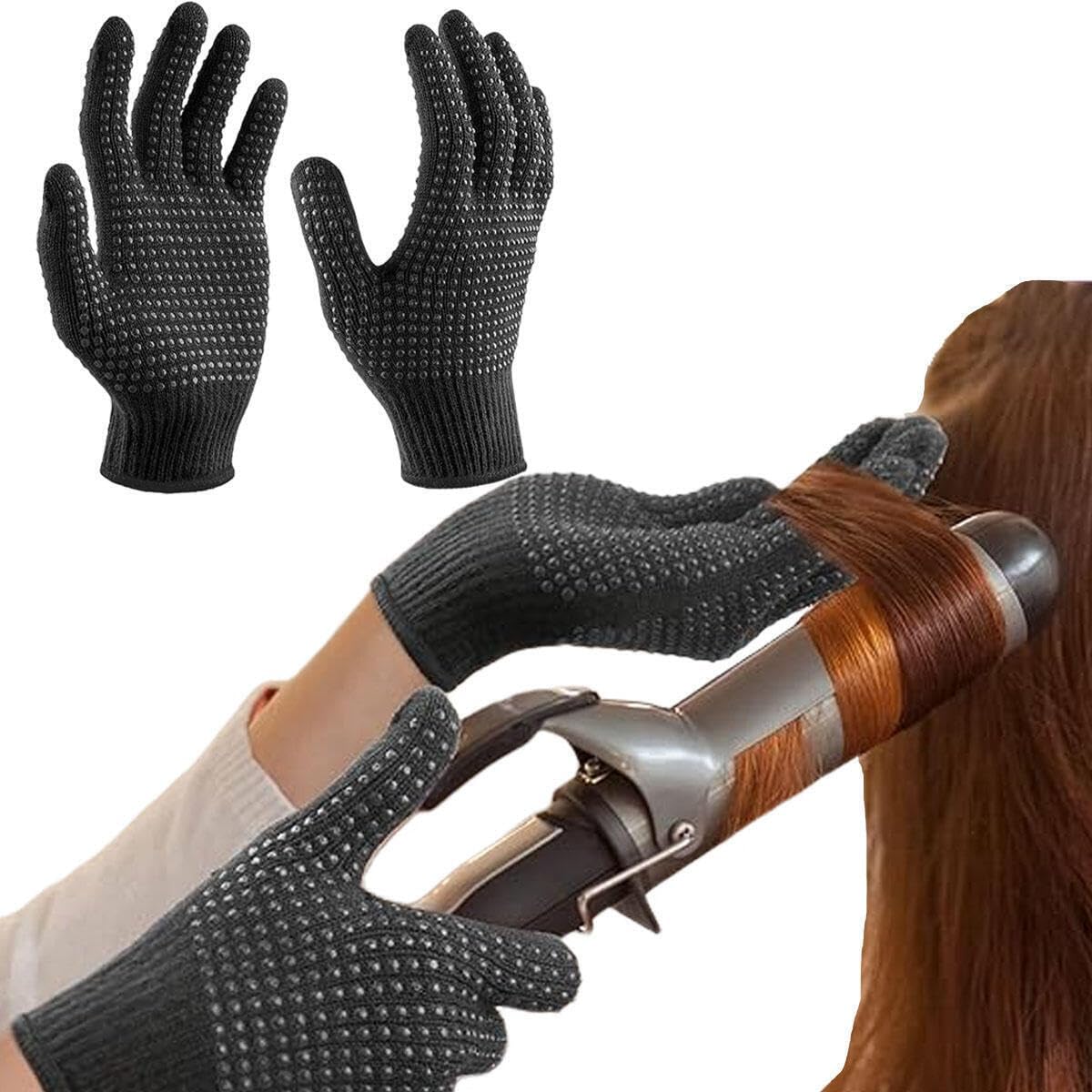 2 Pcs Heat Resistant Gloves for Hair Salon,Professional Heat Proof Mitts with Silicone Bumps for Hair Styling Curling Flat Iron Wand Hot-Air Brushes Sublimation Gloves Heat Proof Gloves