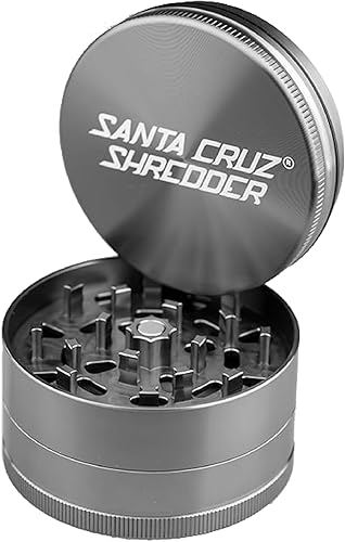 Santa Cruz Shredder Molinillo de hierbas de metal con parte superior moleteada para un agarre más fuerte, 3 piezas, grande de 2.7 pulgadas (gris)