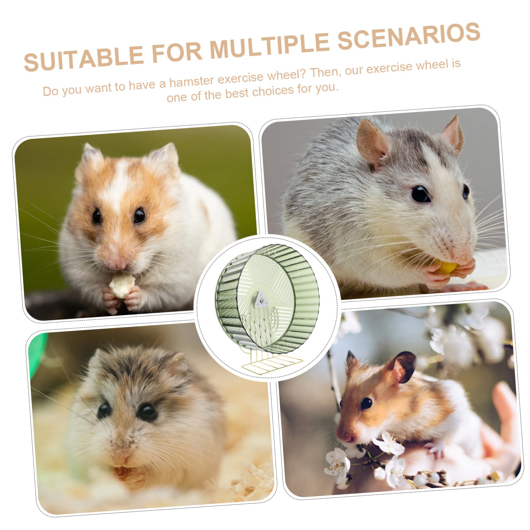 Rueda De Hámster Silenciosa Soporte De Aleación Color Oro, Grande Tamaño, Verde Oscuro, Juguete De Ejercicio para Hámster, Erizo y Chinchilla, Accesorio Compacto para Mascotas Pequeñas