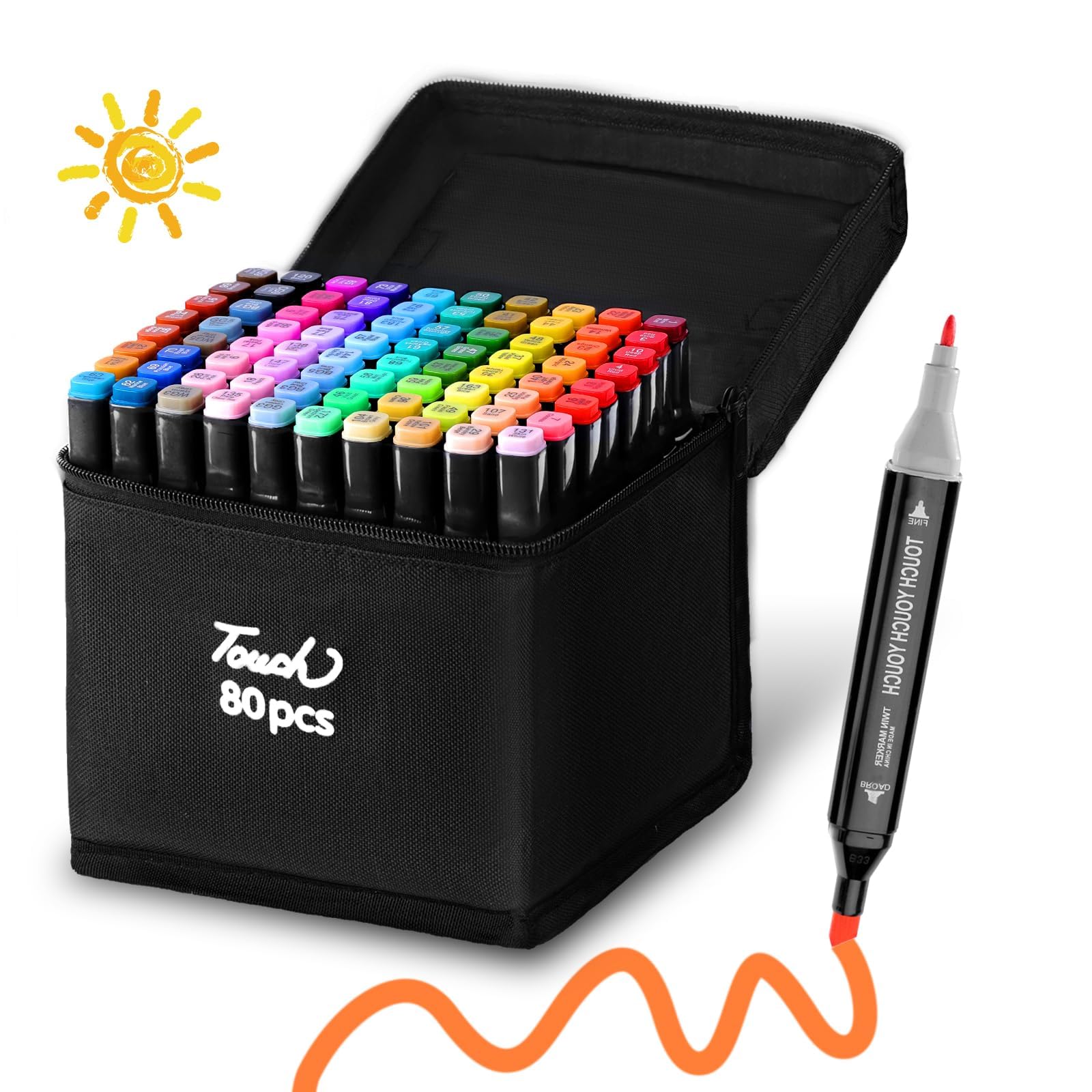 KINSPORY 80 Farben Marker Set - Alkoholbasierte Filzstifte Mit Doppelspitze | Permanent Marker Für Künstler | Inkl. Aluminium-Etui
