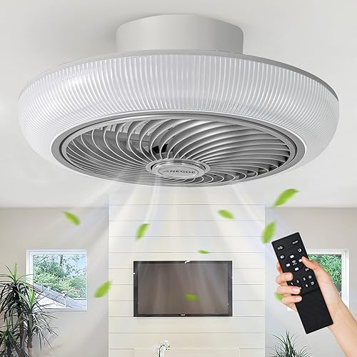 Ventiladores de techo con luces y control remoto, ventilador de techo moderno de 18 pulgadas, motor de CC silencioso, flujo de aire de 360,