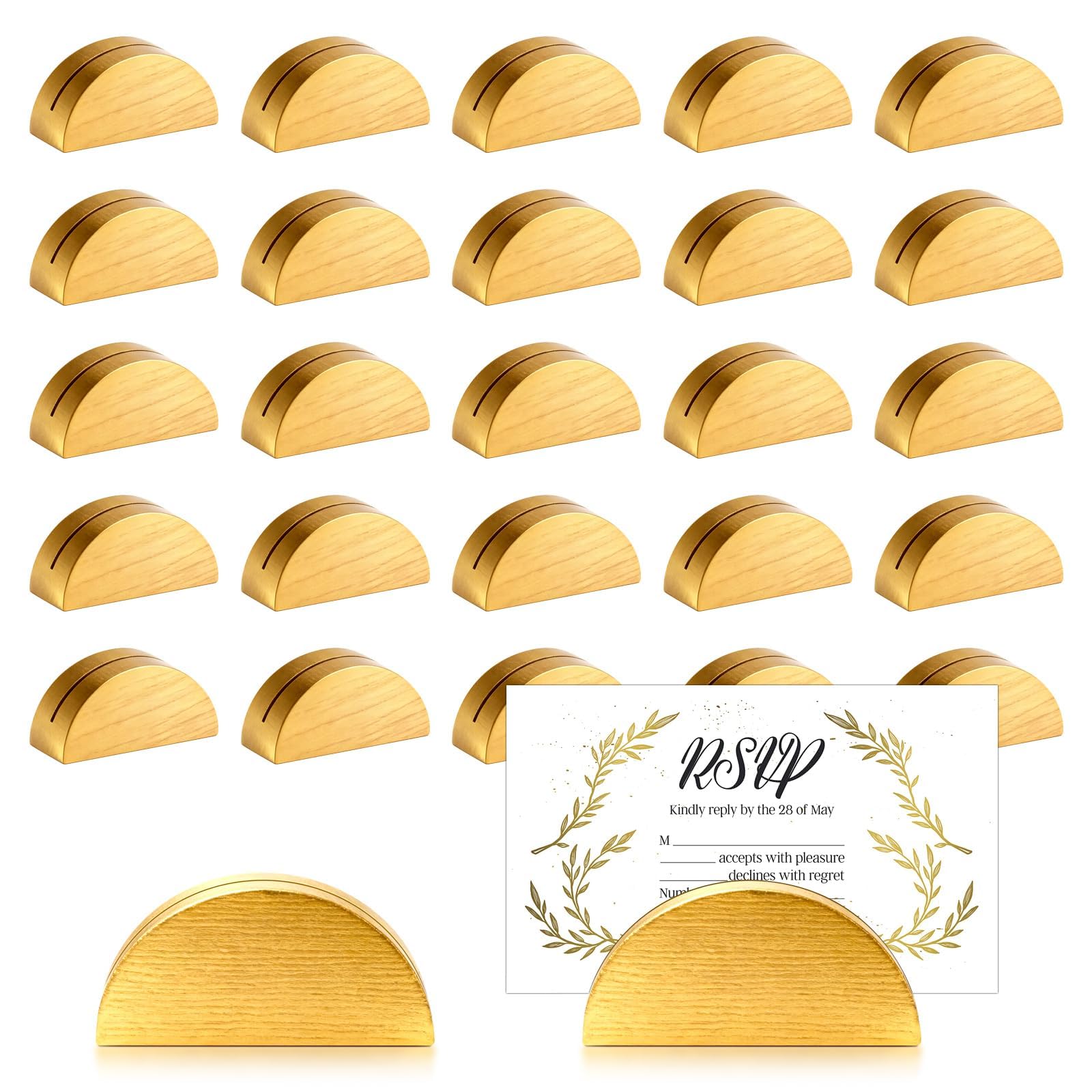 24Pcs Gold Wood Table Number Stands 1.57 In Wood Place Card Holders