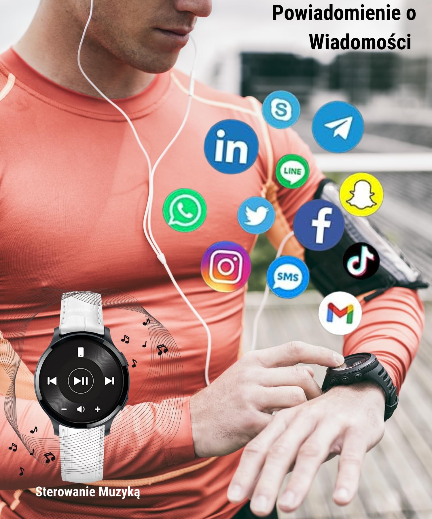 Smartwatch damski z funkcją telefonu, 1,5" zegarek fitness na rękę, zegarek sportowy z pulsometrem, sterowanie muzyką, krokomierzem, kalorii, wodoszczelny tracker fitness (Z-biały/skóra, 1.5")