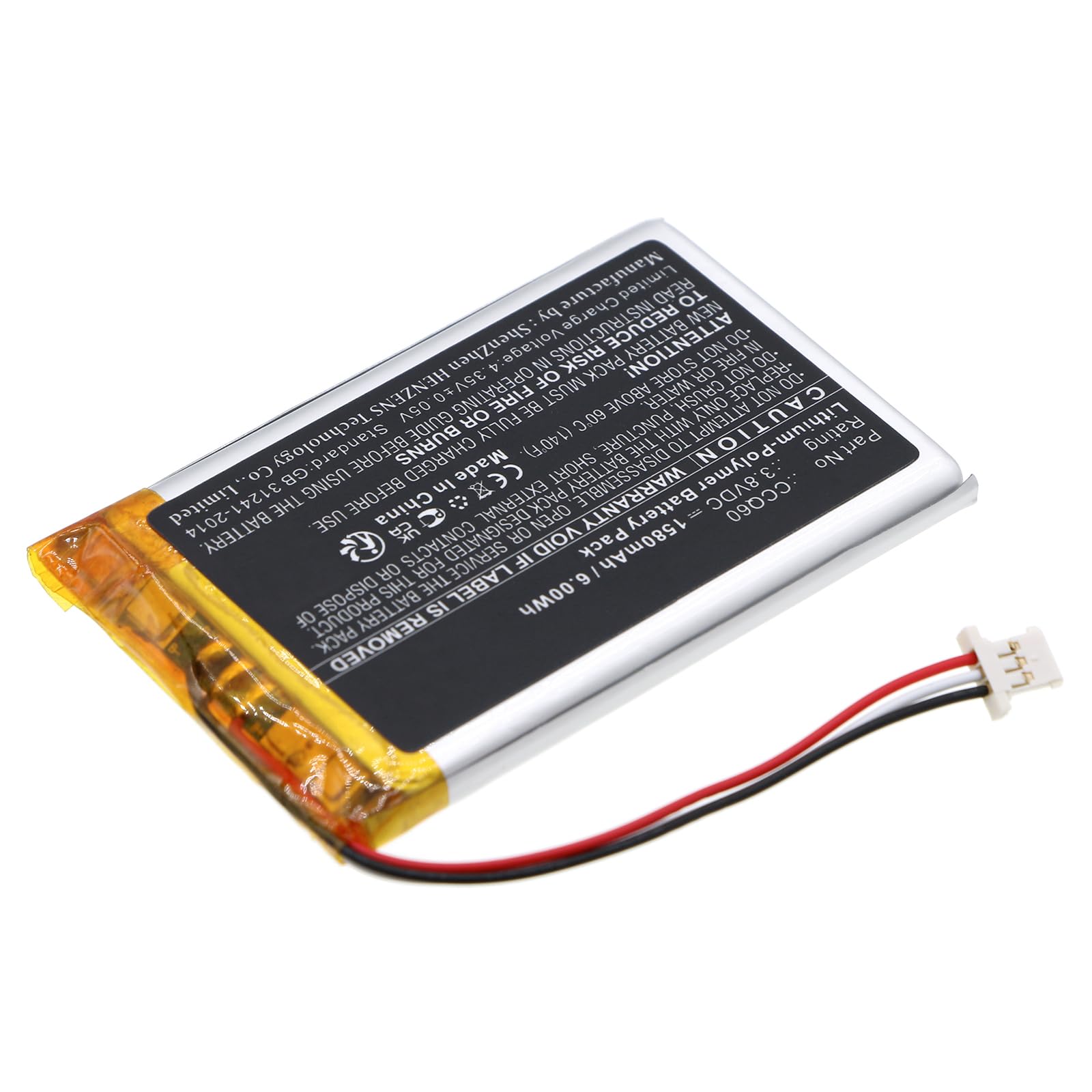 Synergy Digital Credit Card Reader Battery, Compatible with Poynt CCQ60 Credit Card Reader Battery (Li-Pol, 3.8V, 1580mAh)