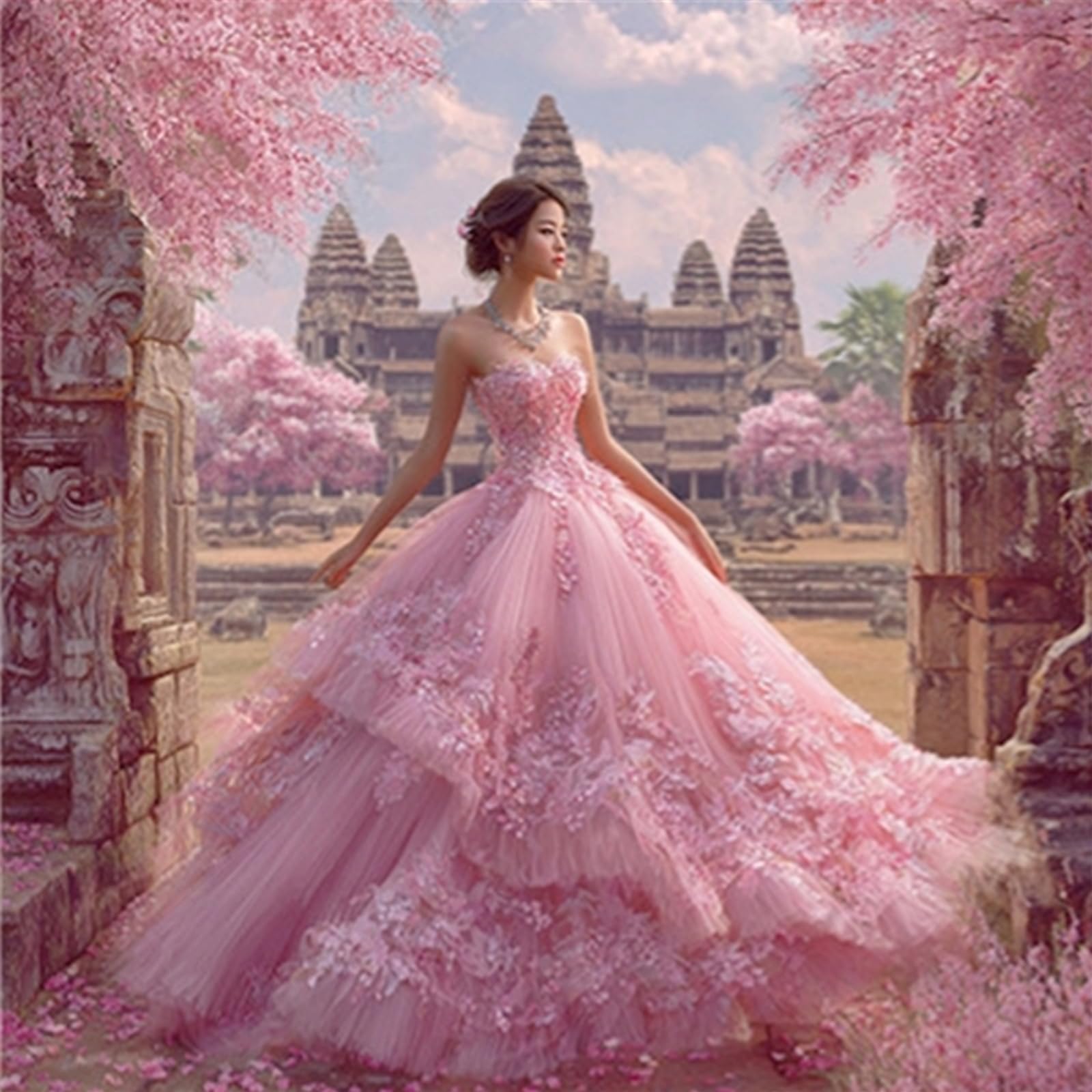Girl Full 11CT DIY Stamped Needlework Embroidery Kit 45x45cm Printed Cross-Stitch Kits Embroidery Needlepoint Starter Kits for Adults Home Decor