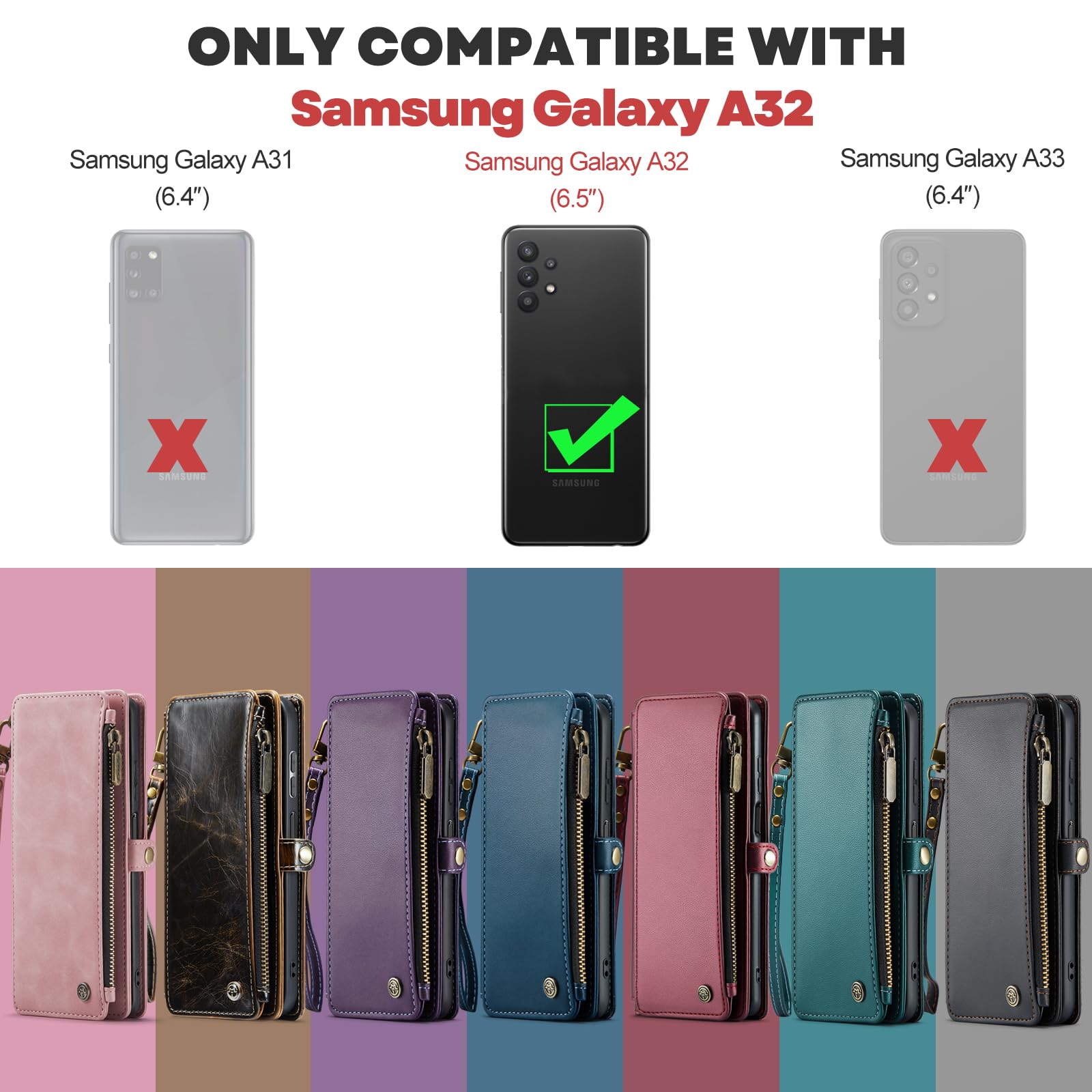 Condition photo showing New/Like New for defencase galaxy a32 5g case, rfid blocking samsung galaxy a32 5g case wallet for women and men with card holder, zipper magnetic flip pu leather protective samsung galaxy a32 5g phone case, purple