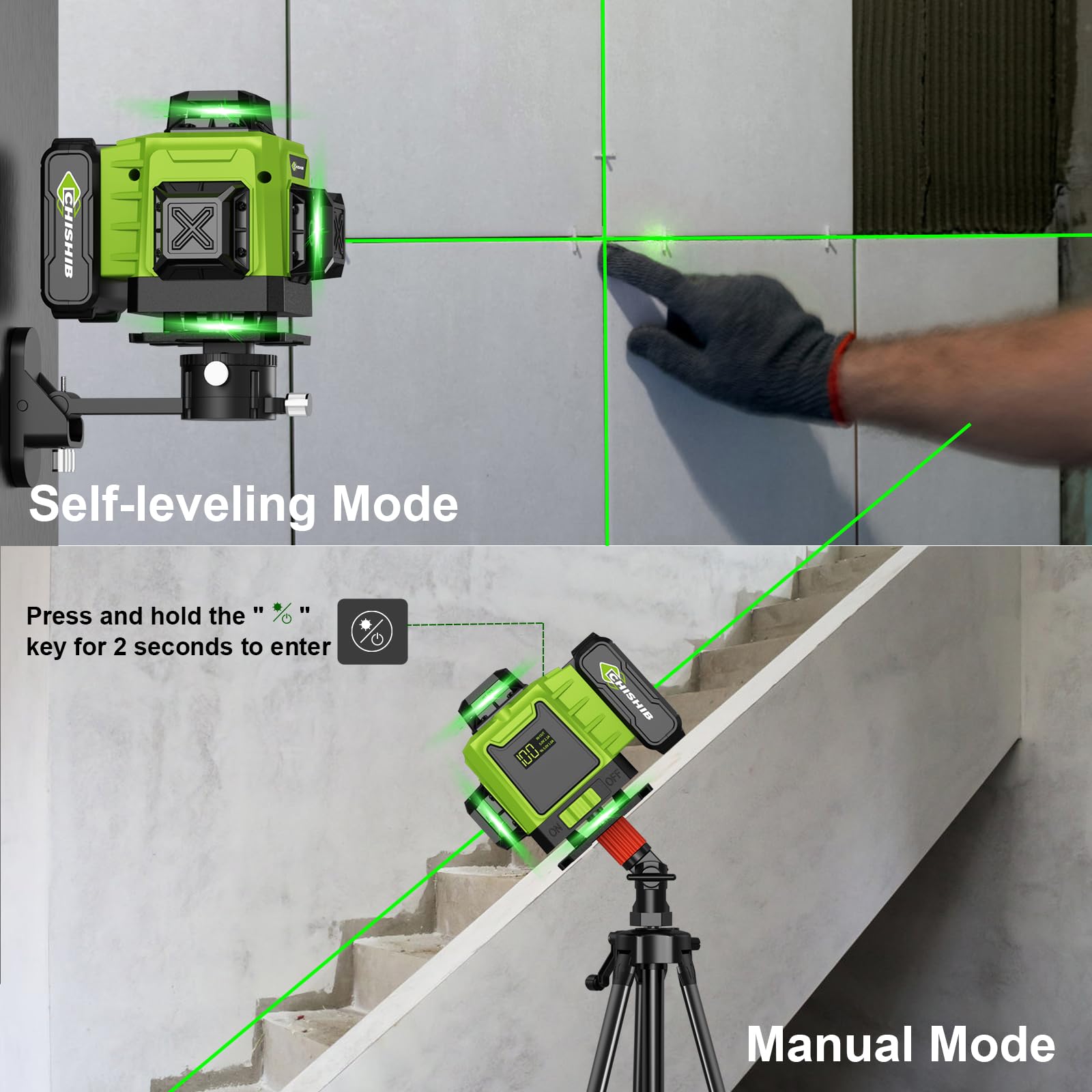 360° Laser Level - Green Cross Line Tool -3