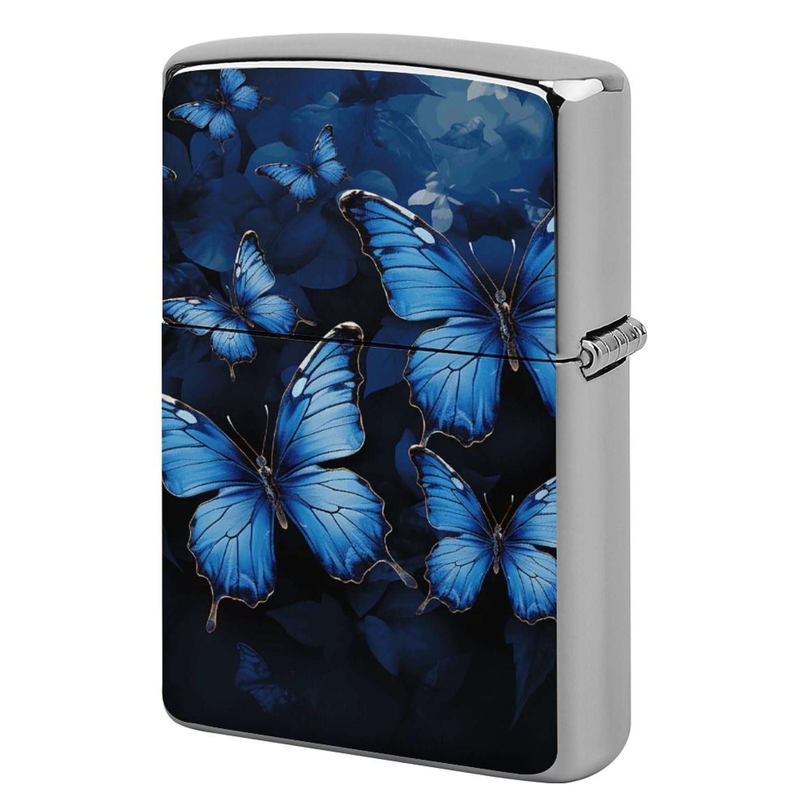 Dark Blue Butterflies Lighter Case for Men, Personalized Lighter Cover for Valentine's Day Gifts, Flip-Top Lighters Shell for Outdoor, Portable Lighters Protective Sleeve
