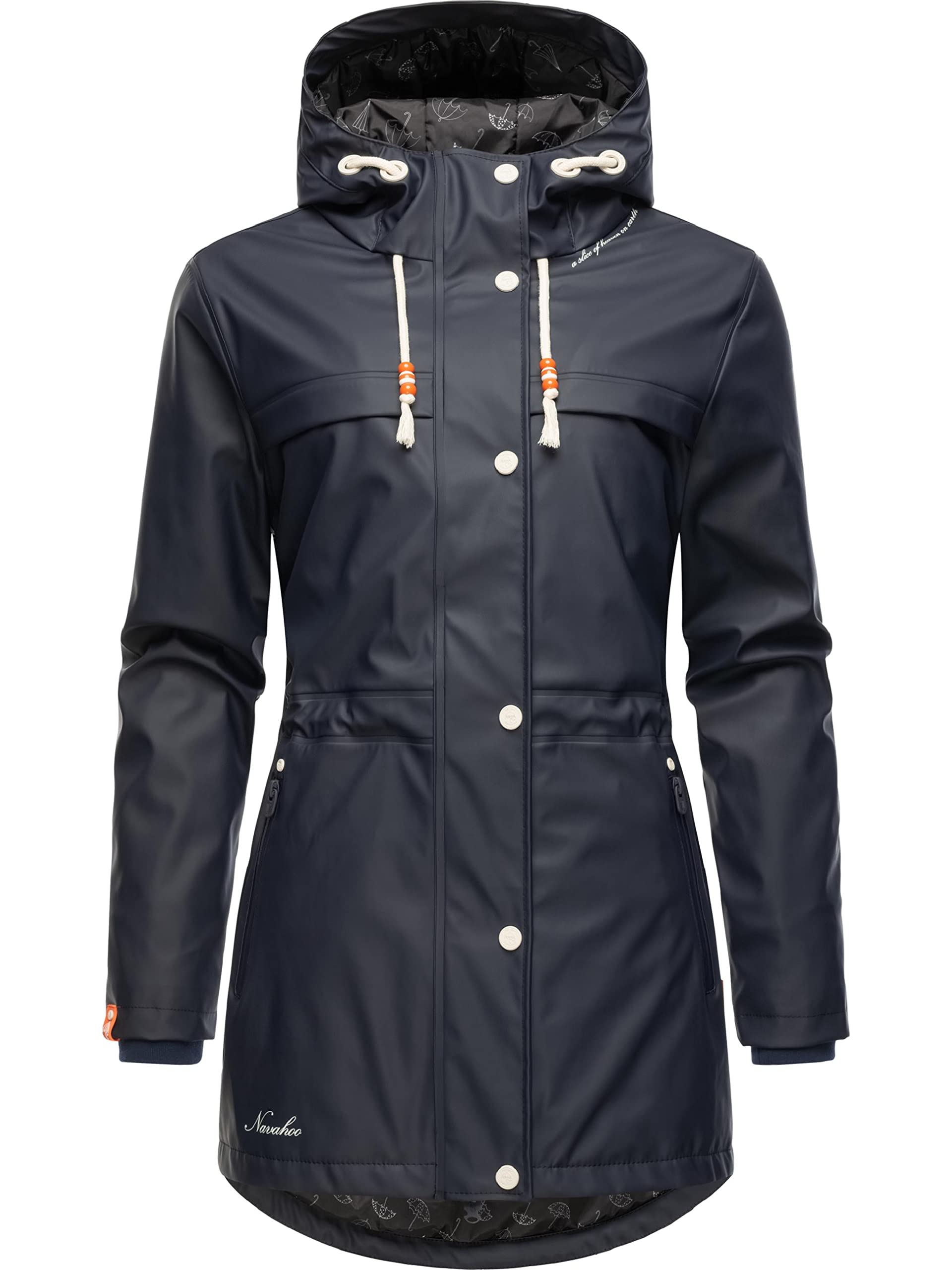 Navahoo Women's Navy Rainy Forest Waterproof Lined Raincoat Xs - 3XL, M