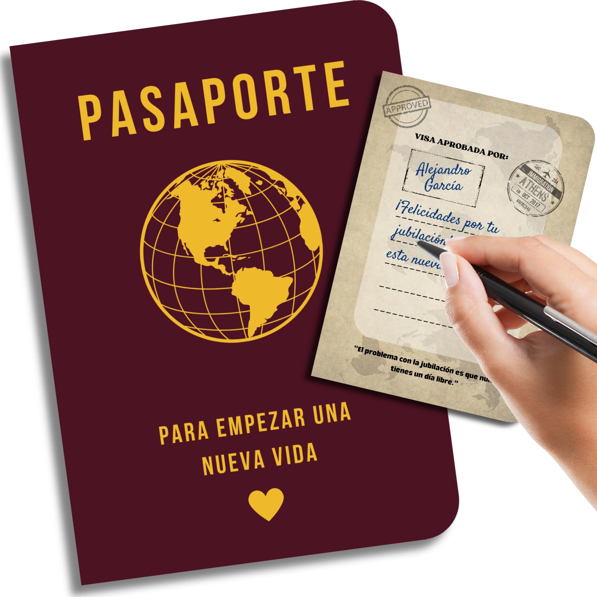 EQUIK PRODUCTS Regalo Original para Jubilación | Tarjeta Divertida y de Felicitación | Libro de Firmas con Dedicatorias | Pasaporte para una Vida Nueva (Jubilación)