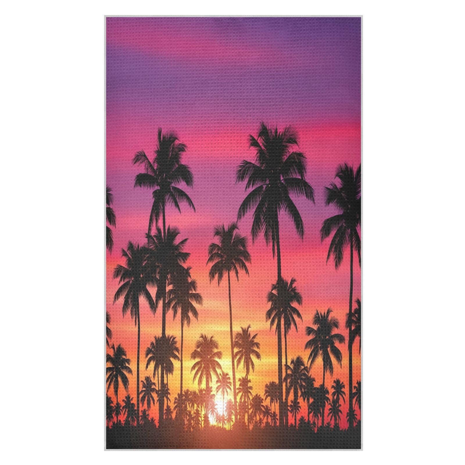 BURSTDDY Coconut Tree Sunset Kitchen Towels,Absorbent Dish Towels 1 Pack