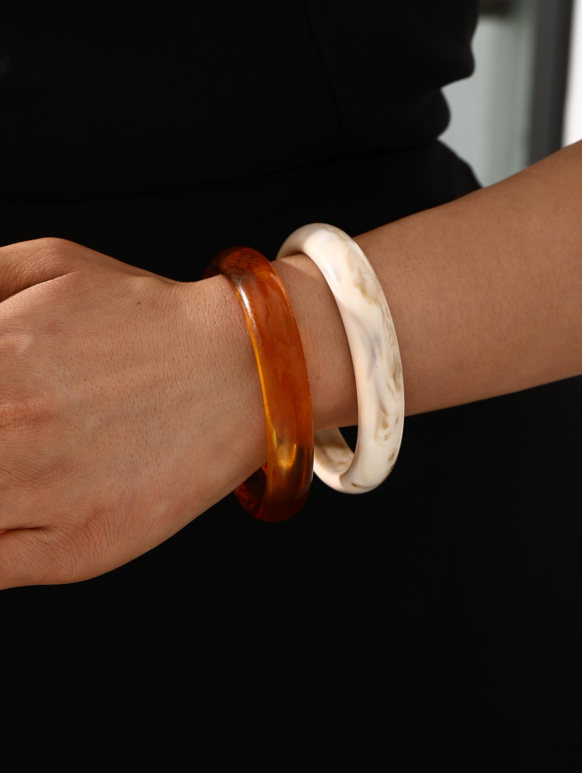ÌF ME Acrylic Bangles Bracelets for Women, Irregular Acrylic Resin Chunky Bracelets Geometric Fashions Thick Statement bangle Set view 8