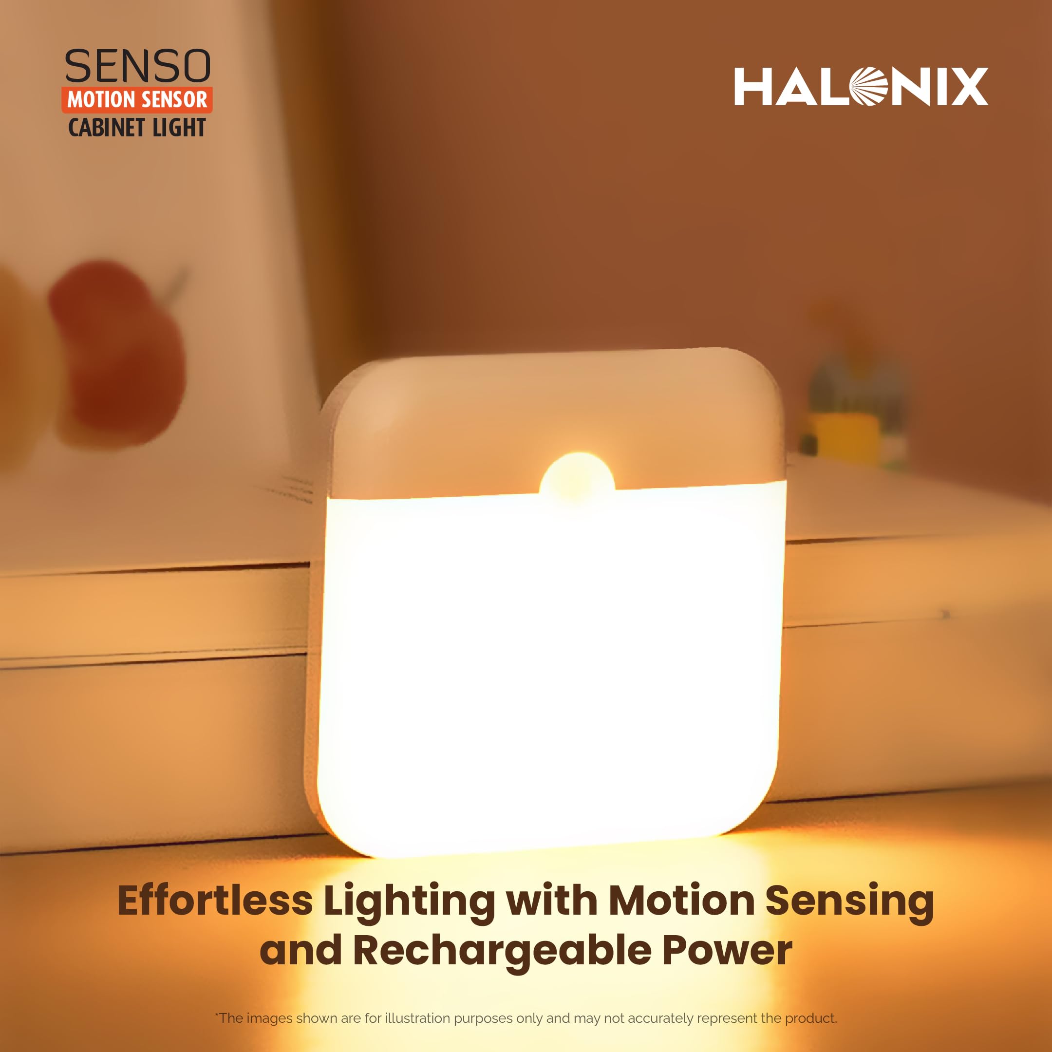 Halonix Motion Sensor Cabinet Light - Rechargeable & Dimmable -2