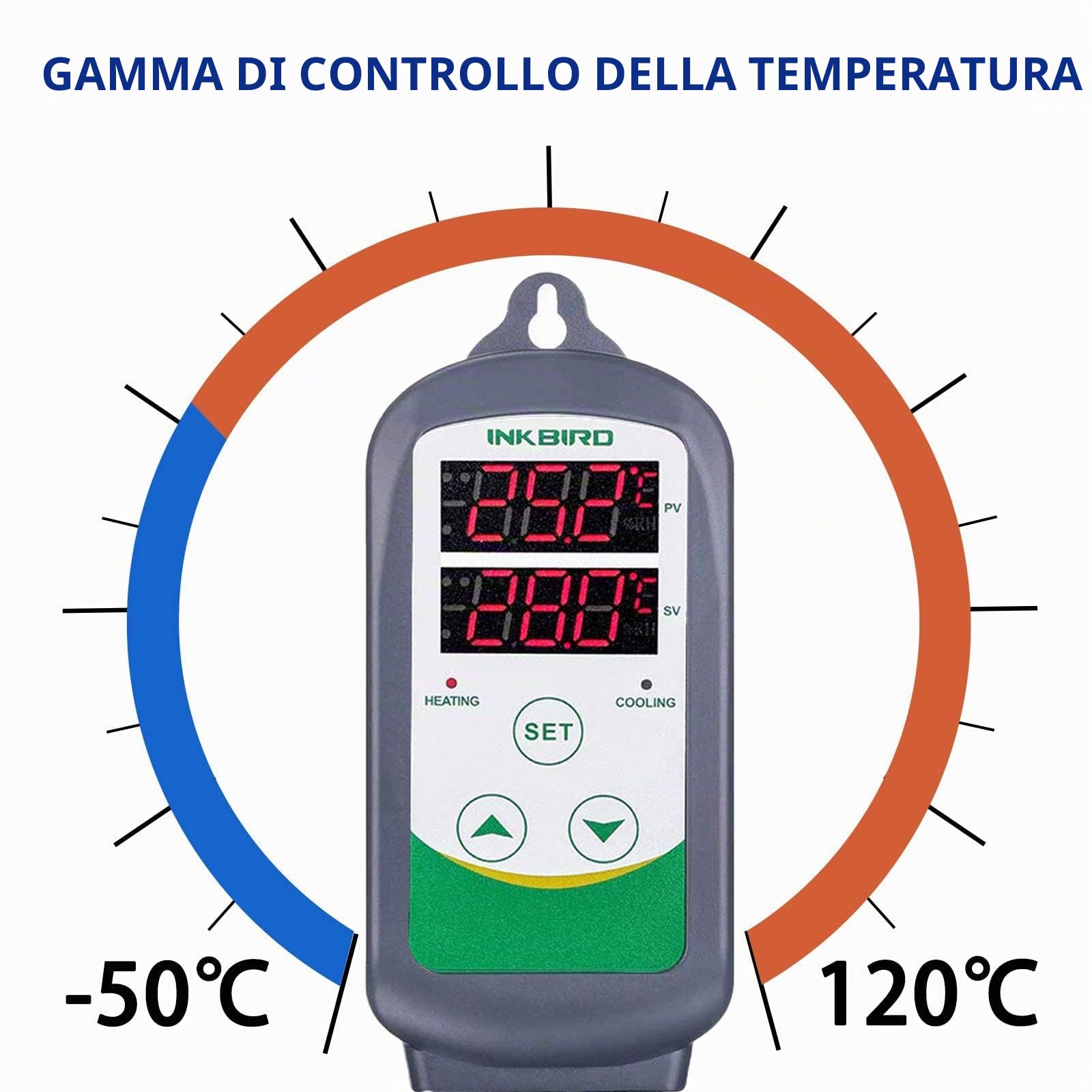 Inkbird ITC-308 220V Digitale Termoregolatore Regolatore di Temperatura Termostato Controllo con Riscaldamento e Raffreddamento per Homebrew, Allevamento, Serra