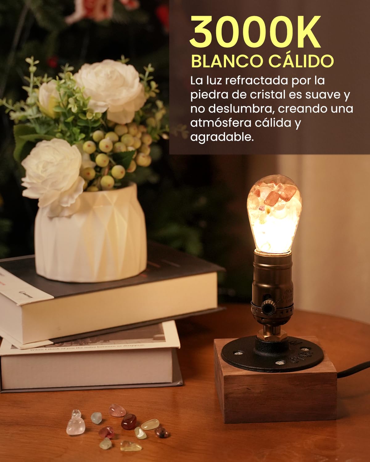 LED Bombillas Nocturnas de Cristal, Bombillas de Cabecera Decorativas, Lámparas de Tratamiento de Ambiente Relajado, Regalos de Descompresión para Niños, Ancianos, Estudios de Yoga