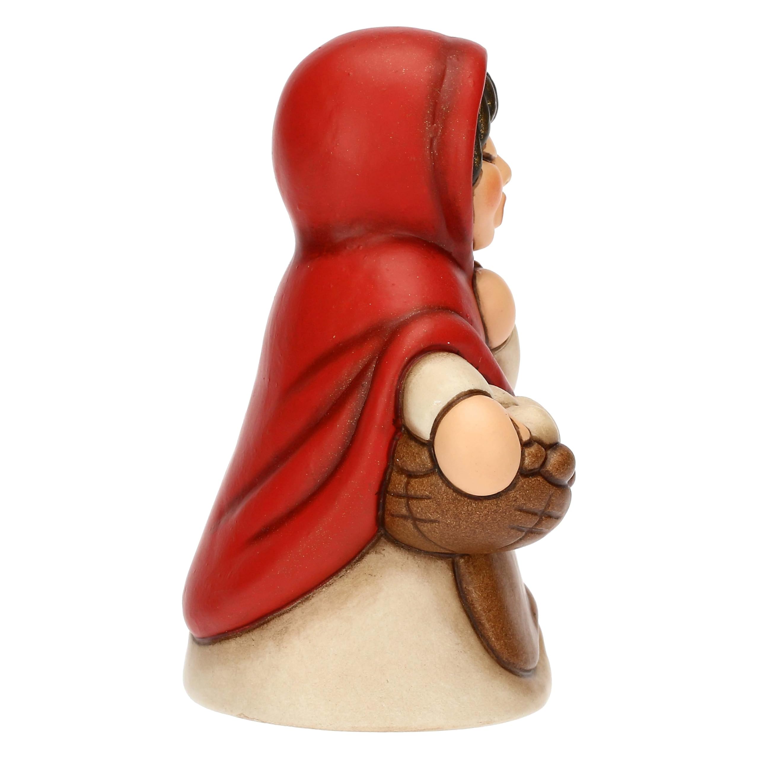 THUN - Donna con cesto di uova - ceramica - Collezione Presepe Classico - 5,7 x 4,7 x 8 cm