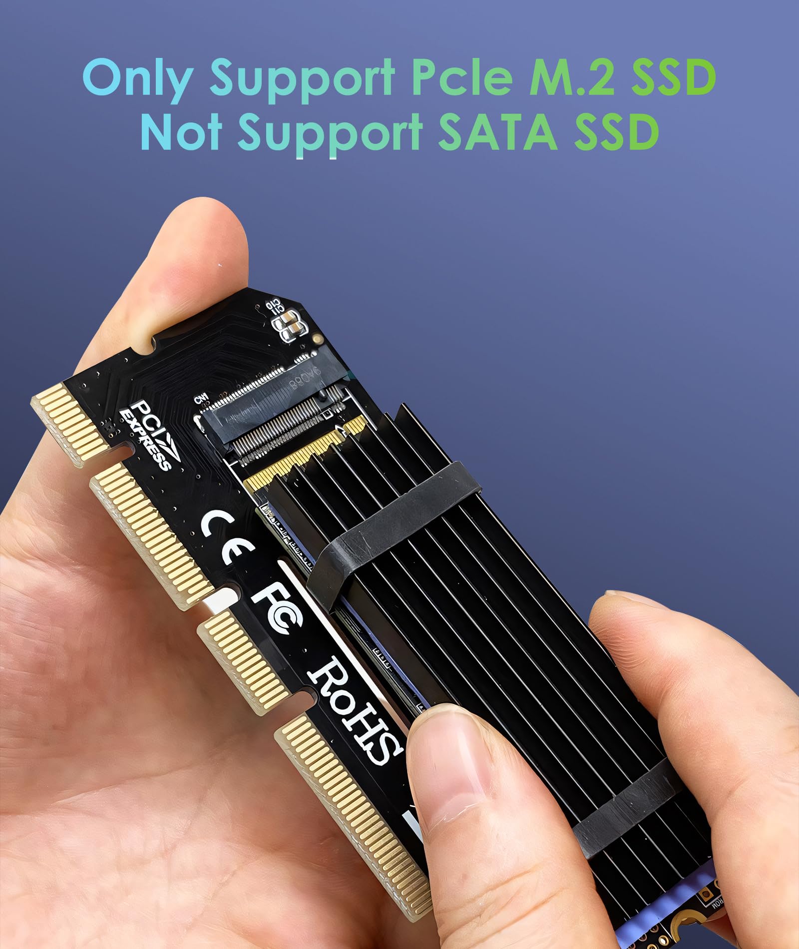 NVME Adattatore PCIe x16 con Dissipatore di Calore, Scheda Adattatore 6amLifestyle M.2 NVME o AHCI SSD a PCIE 3.0 | 4.0 per Key M 2230, 2242, 2260, 2280 formato M.2 SSD, Supporta PCIe x4 x8 x16 Slot