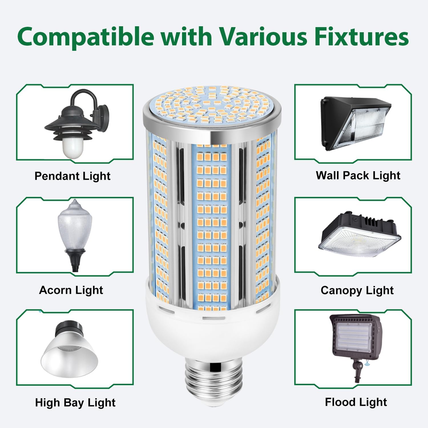 2Pack 400W Equivalent LED Corn Light bulb, 50W LED Corn Bulb Cob Light, 3000K Warm White, 5500 Lumens, E26/E27 Base Light Replace Halogen/Metal Halide/CFL, for Home,Shop,Porch,Yard,Garage Lighting