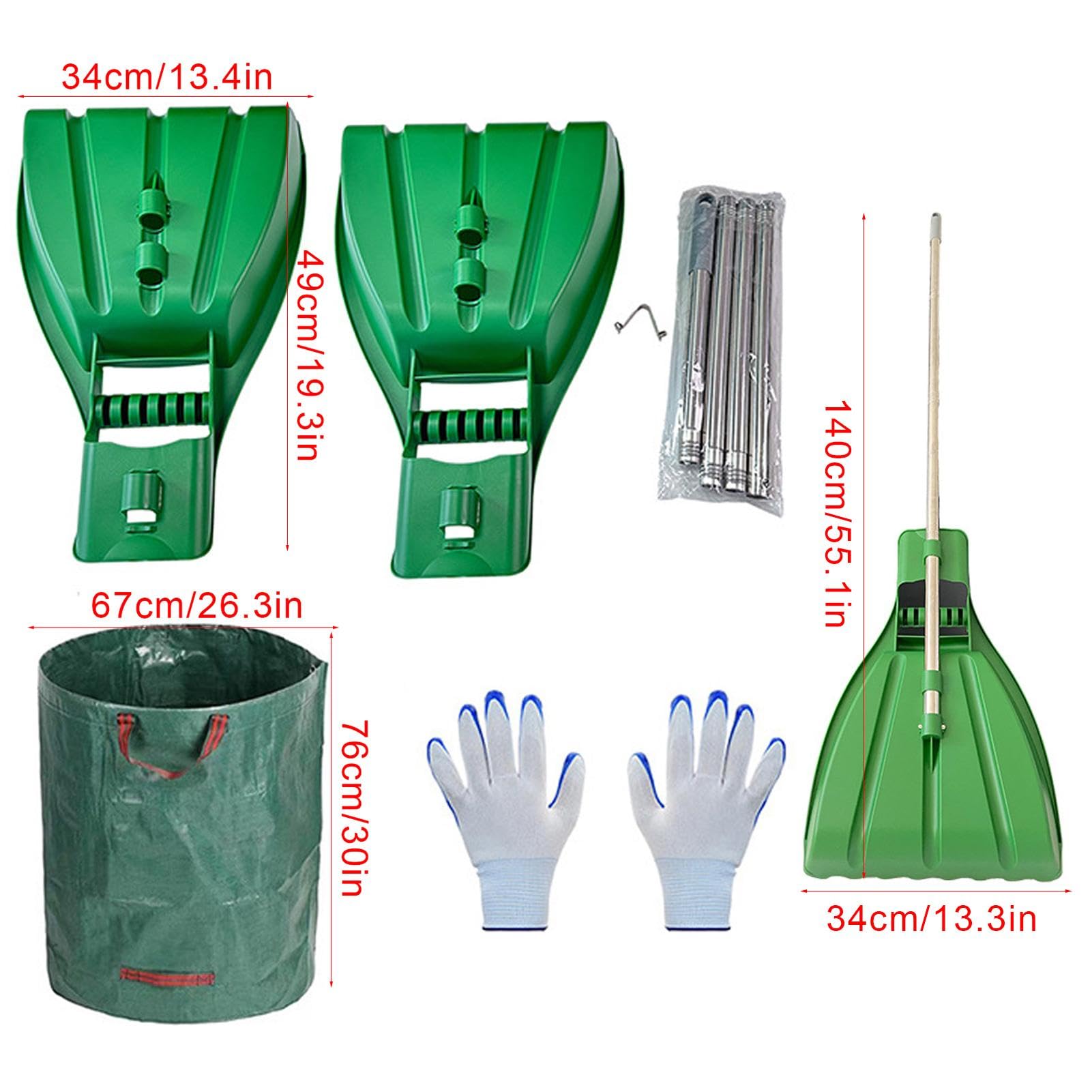 Outil d'épandage de paillis, Gants de Travail de Jardin, pelles et Griffes, ramasseur, Outil de préhension Robuste avec Sac de Jardin et Gants, Accessoires de Jardinage pour Plus d'efficacité | ramasseur, Outil de préhension Robuste avec Sac de Jardin et