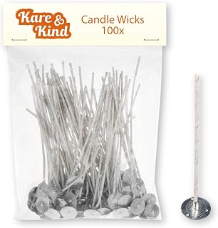 Candle Wicks for Candle Making - 100 Pieces - Coated with Natural Soy Wax, Low Smoke - Cotton Threads Woven with Paper - Contains No Lead, Zinc or Other Metals - Ready to Use