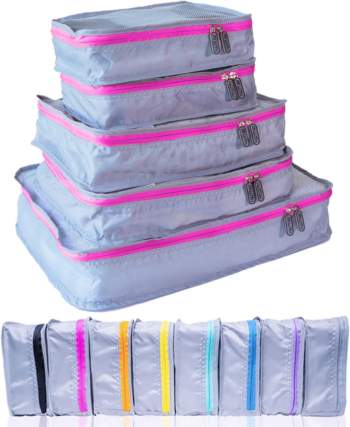 MUMI Packing Cubes, 5 Packing Cubes for Suitcases, Travel Bags Organizer for Luggage, Travel Essentials (Pink)