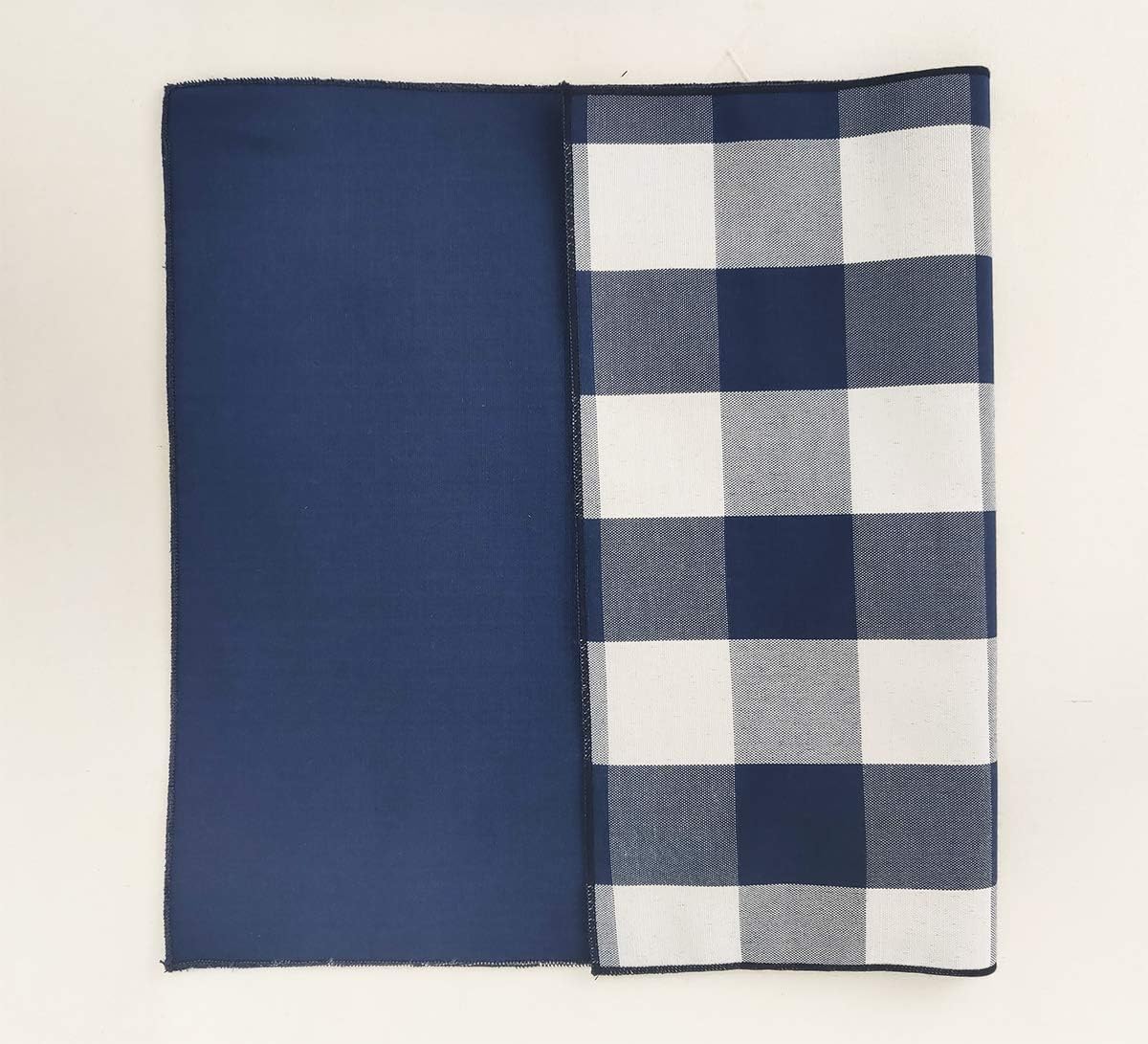 Fennco Styles Buffalo Check Double Layers Reversible Placemats 14" W x 20" L, Set of 4 - Handmade in USA - Navy Blue Plaid Table Mats for Everyday Use, Banquet, Holiday, Special Occasion