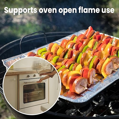 Miniatura 7 de YLT WAX Sartenes de aluminio desechables de 9 x 13 con tapas, paquete de 20 sartenes desechables de tamaño medio extra resistentes para hornear,