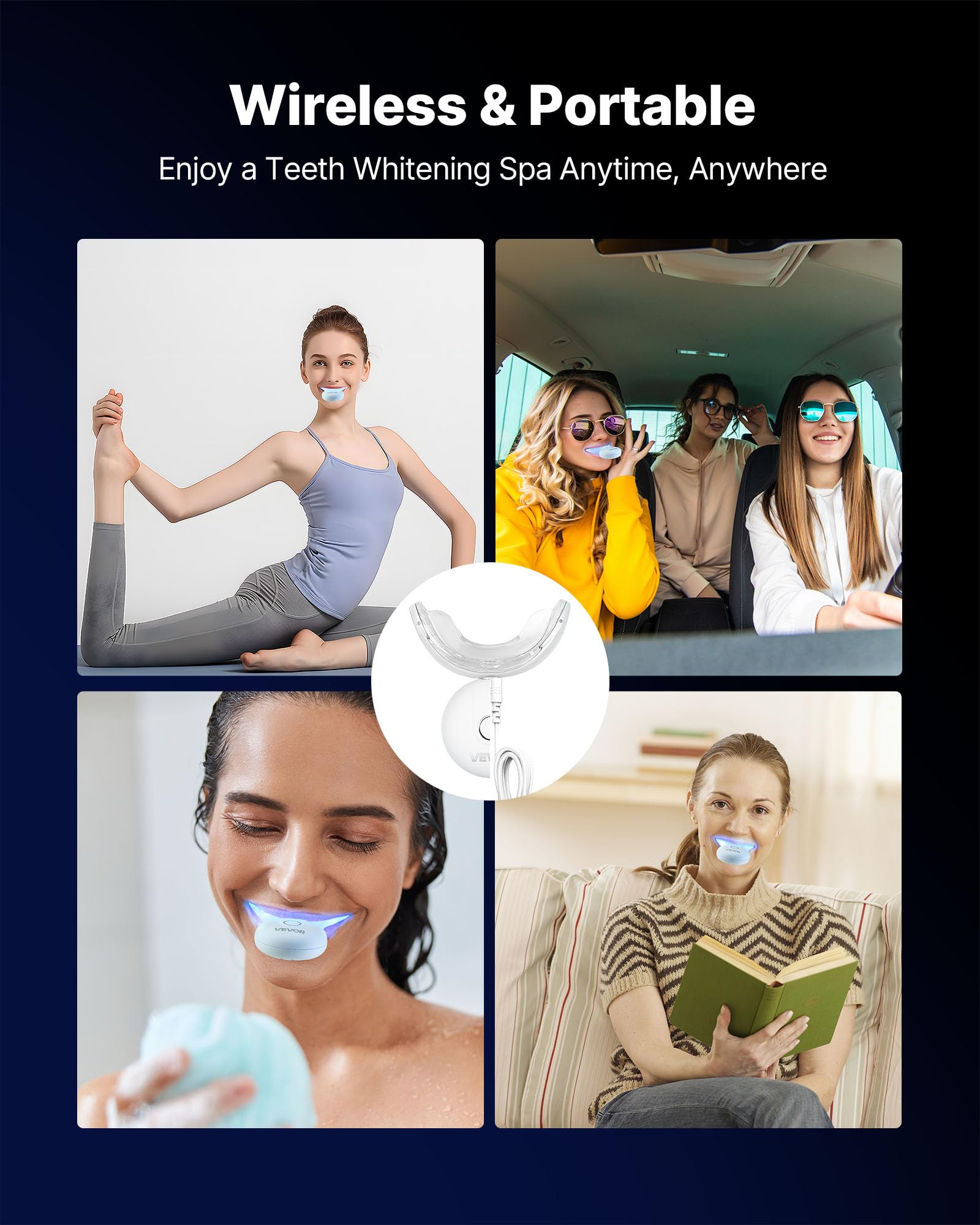 VEVOR Kit de Blanqueamiento Dental, con 32 Luces LED Aceleradoras, Jeringa de Gel, Gel Desensibilizante y Bandeja en Forma de U, Blanqueador Dental Portátil Para Eliminar las Manchas Difíciles