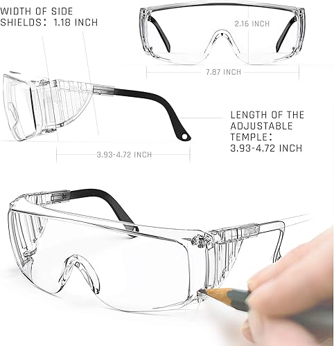Miniatura 2 de SafeGlory - Gafas de seguridad ajustables antivaho - Transparentes, adecuadas para hombres y mujeres