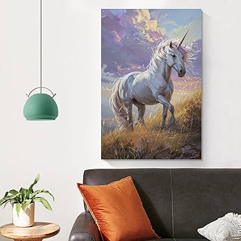 Amazon.co.jp: 絵画 荒野のユニコーンインテリア 絵画 奇妙な