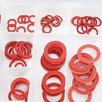 Vista 3 de Kit surtido de 150 arandelas planas de acero y fibra, 14 tamaños para sellado de aislamiento con caja de plástico