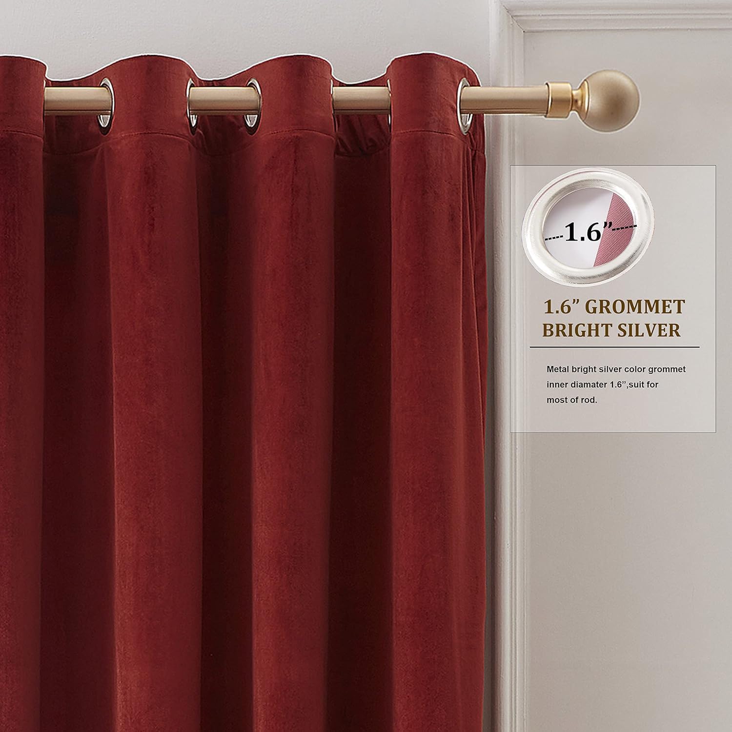 Tende In Velluto Tinta Unita E Morbido Al Tatto, Tende Oscuranti E Termoisolanti Di Lusso Per Camera Da Letto E Soggiorno, Complemento D'arredo Oscurante, 2 Pannelli-Red||W52*L84/132 * 213cm