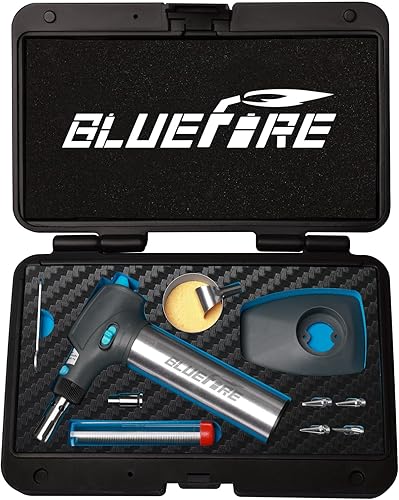 BLUEFIRE HT-908K Kit de soldador de butano portátil, mini antorcha multifunción para quema de madera, cuchillo caliente, soldadura, autoencendido,